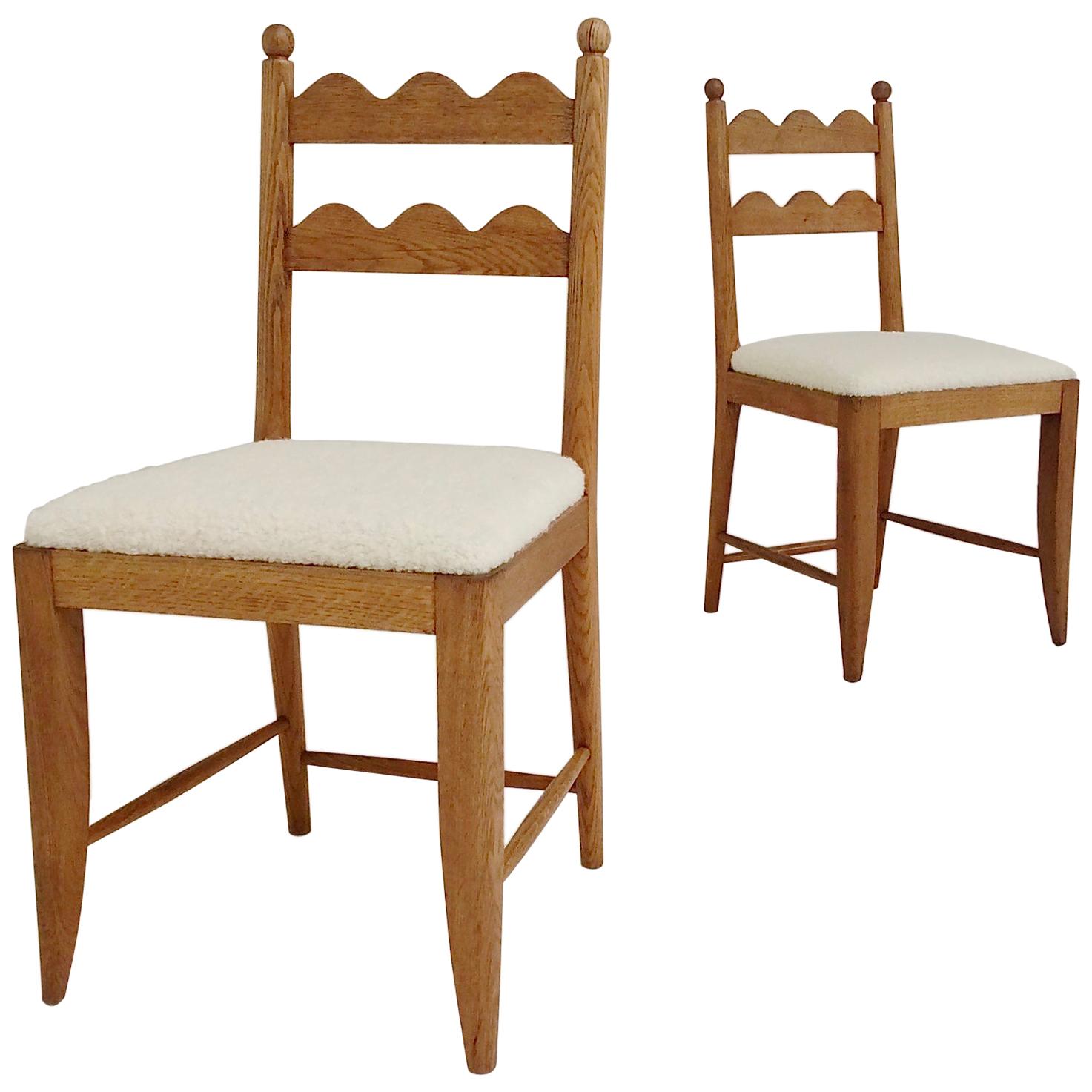 Jean Royere Attributed Pair of Oak Chairs, circa 1946, France