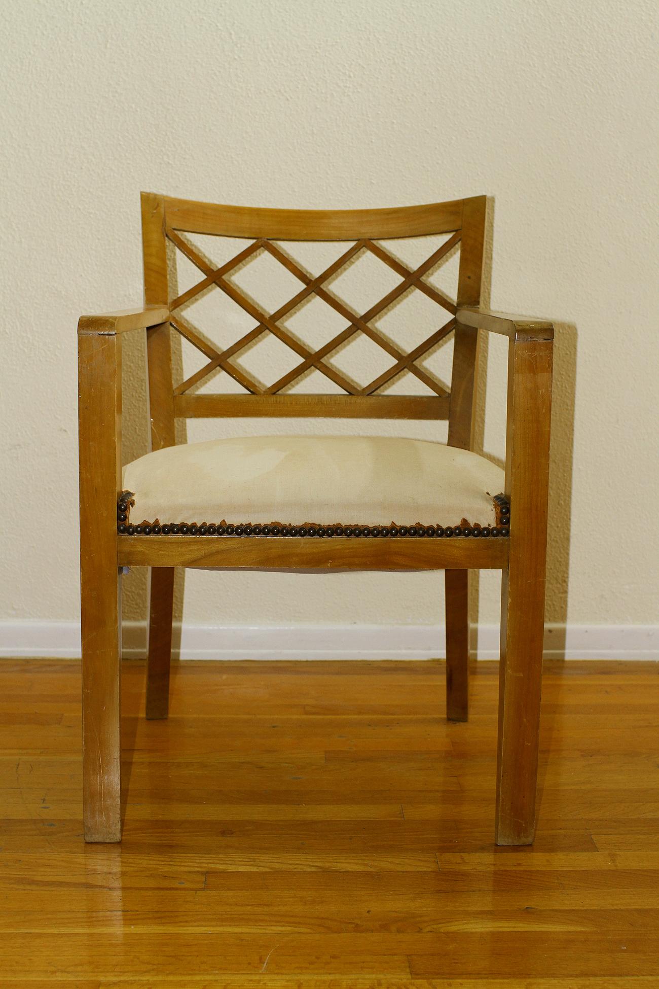 Jean Royere ( 1902 - 1981 ) 
 Authentic Original Beechwood chair 1945, Model 