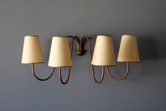 Jean Royère, Four-Branched "Boquet" Wall Lamp, Gilded Metal, France, circa 1950
