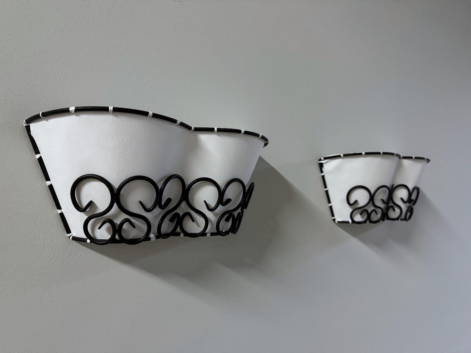 Mid-Century Modern French MidCentury Modern Iron & Canvas Wall Lights, 1960s, France For Sale