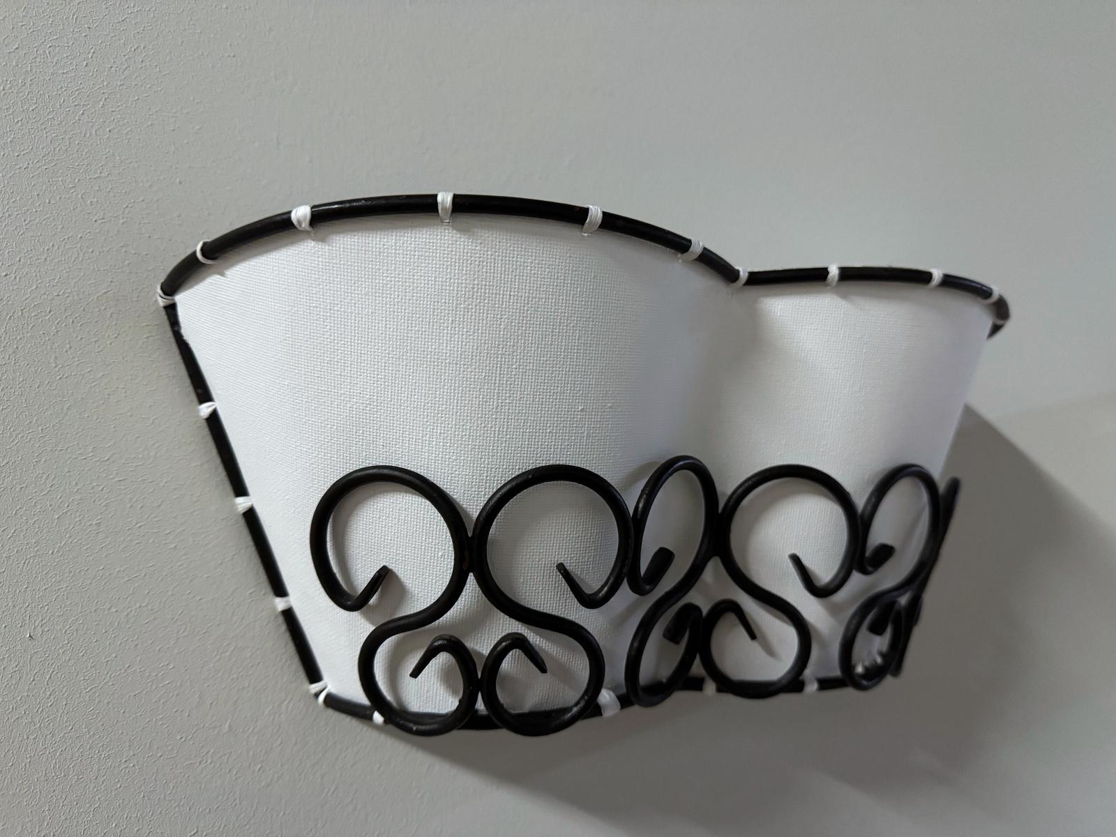 Hand-Crafted French MidCentury Modern Iron & Canvas Wall Lights, 1960s, France For Sale