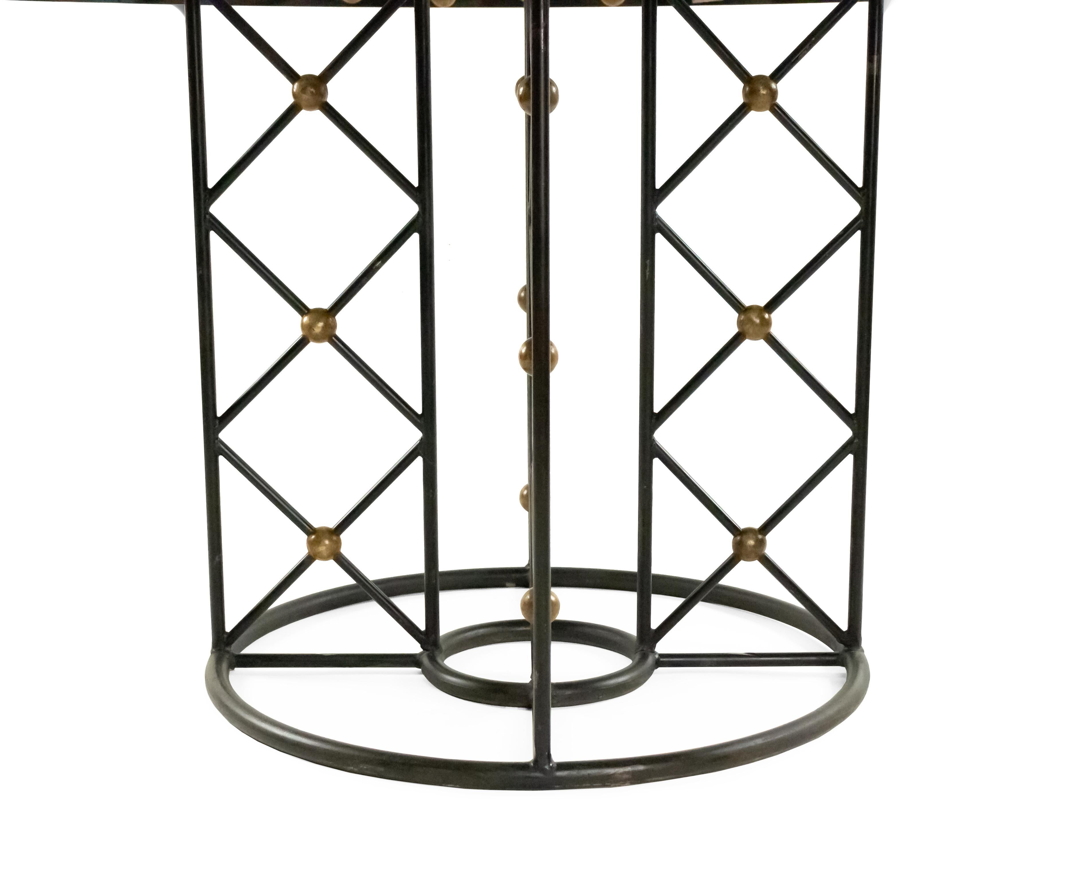 Jean Royère Round Iron Dining Table with Glass Top In Good Condition In New York, NY