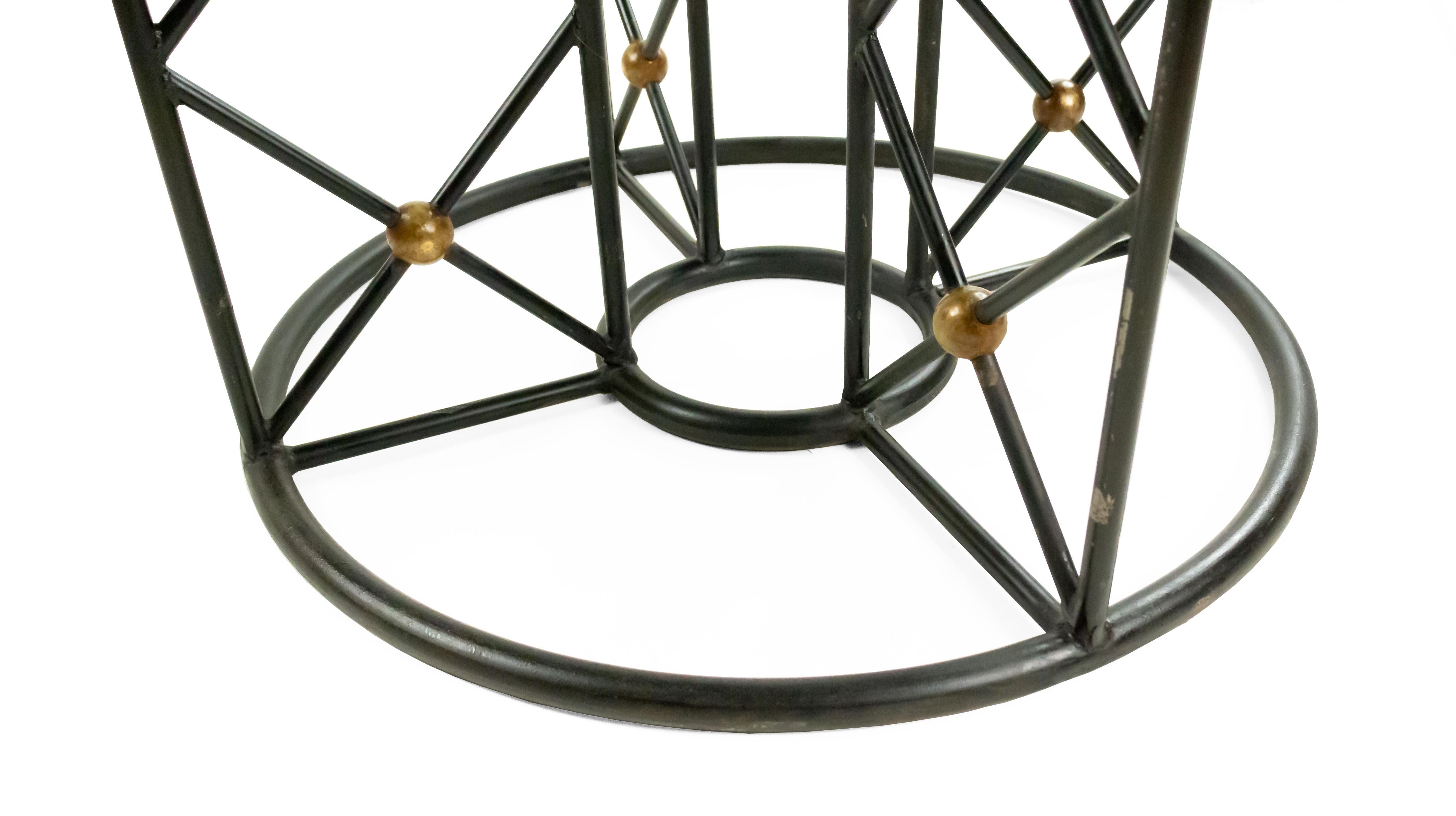 20th Century Jean Royère Round Iron Dining Table with Glass Top
