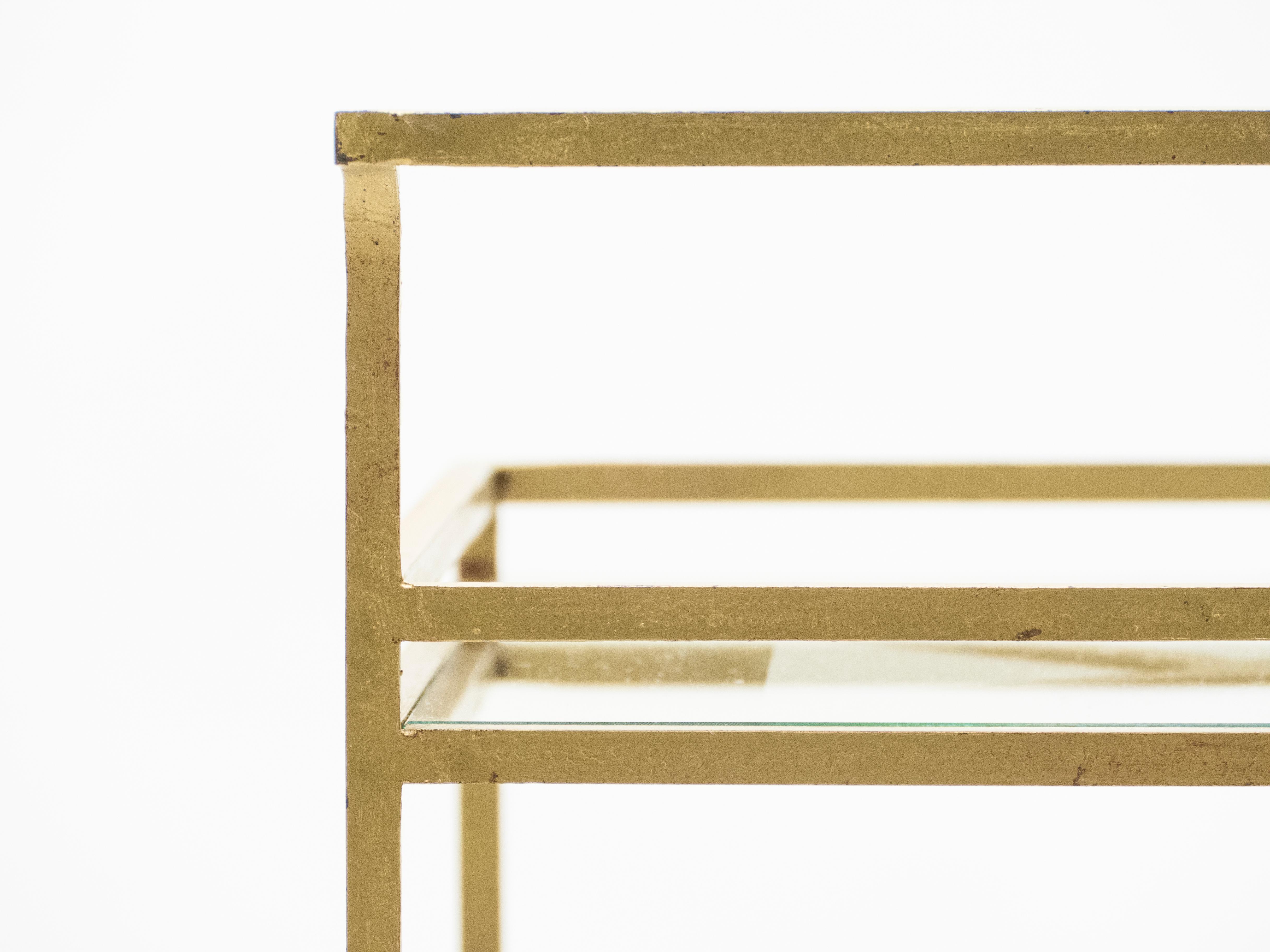 Jean Royère Serving Trolley Gilded Metal Mirrored Glass, 1950 9