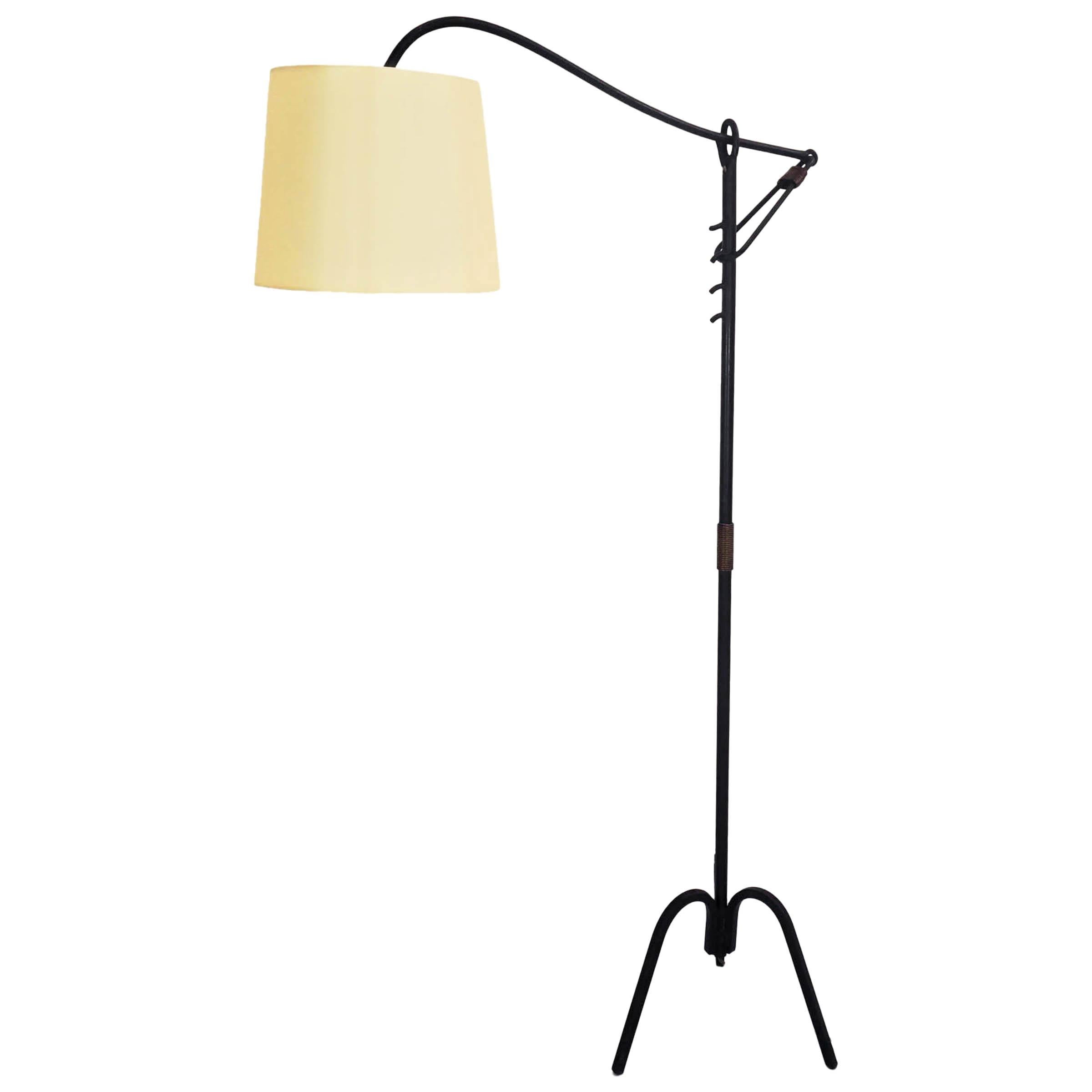 Adjustable Iron Floor Lamp, 1945, France