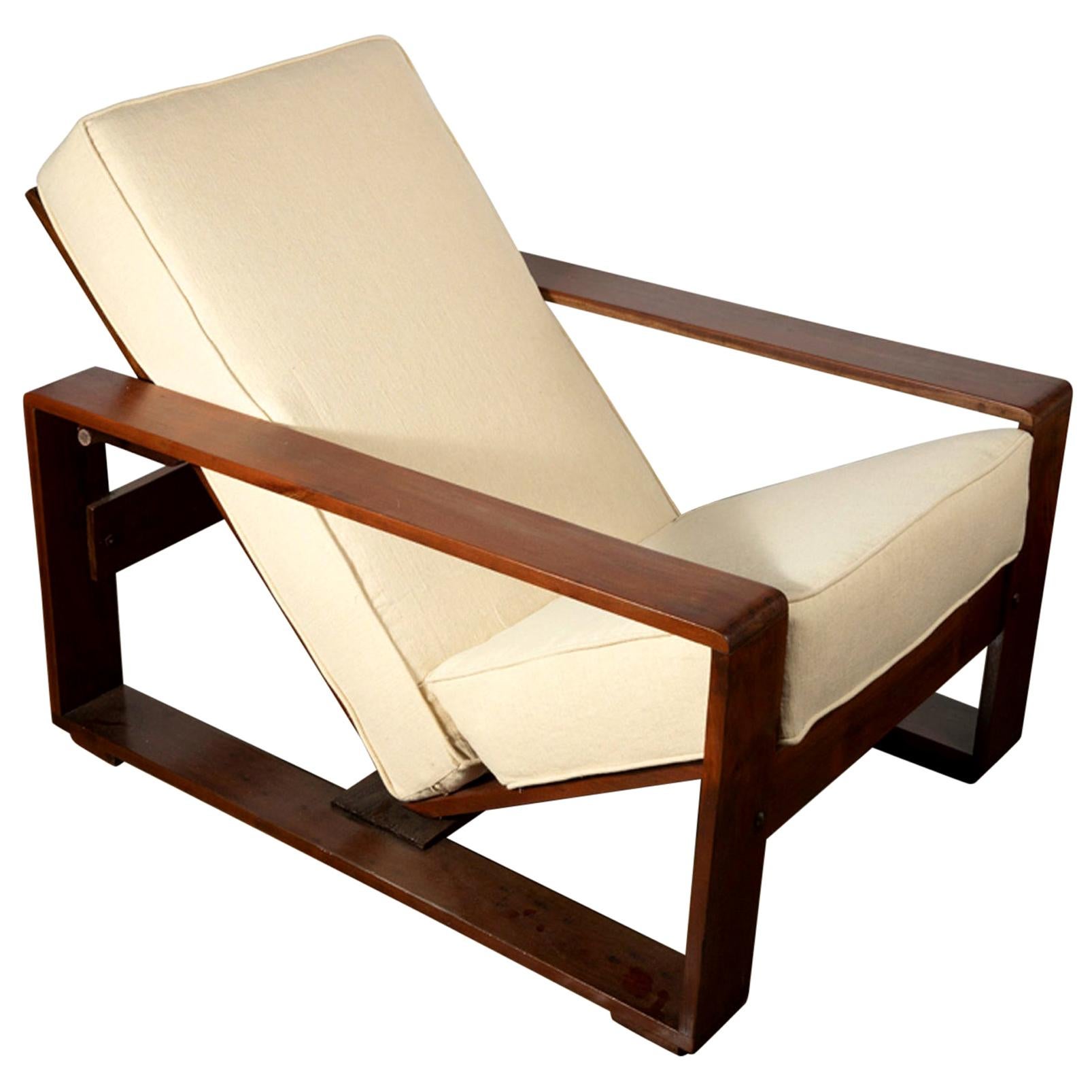 Jean Royère Style Adjustable Lounge Chair in Silk For Sale