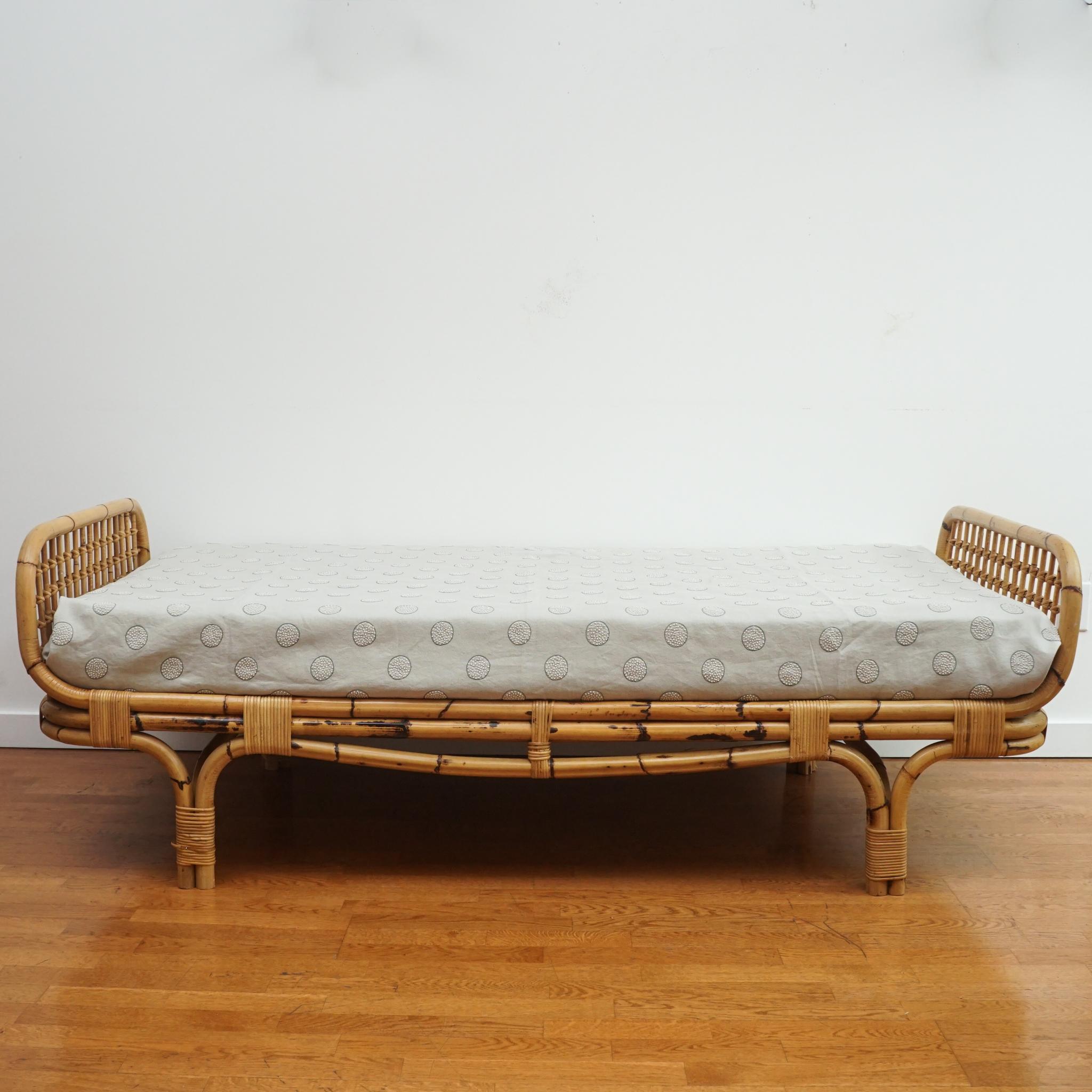 20th Century 1960's French Bamboo Daybed For Sale