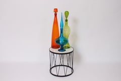 Jean Royere Style Black Iron and White Vitrolite Hairpin Drum Table, 1950s