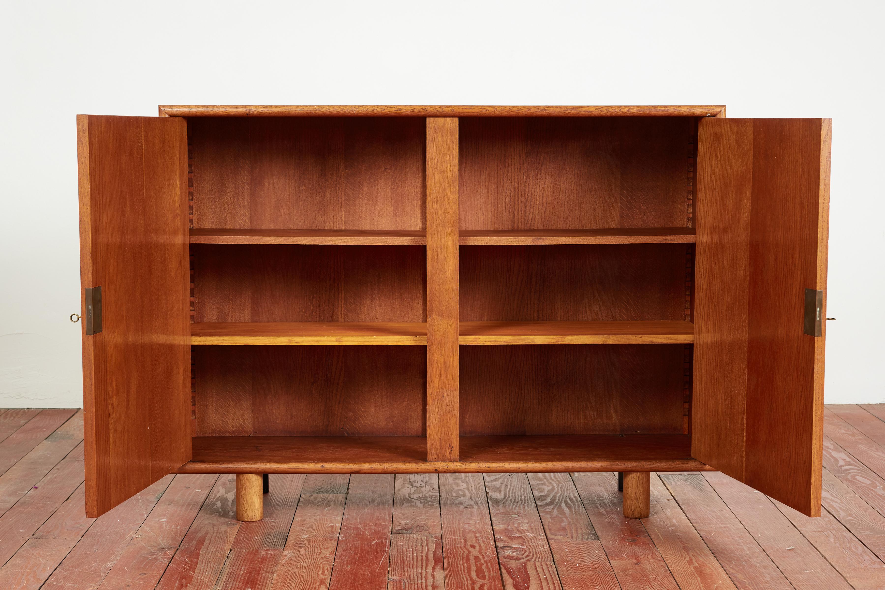 Brass 1940's French Oak Cabinet For Sale