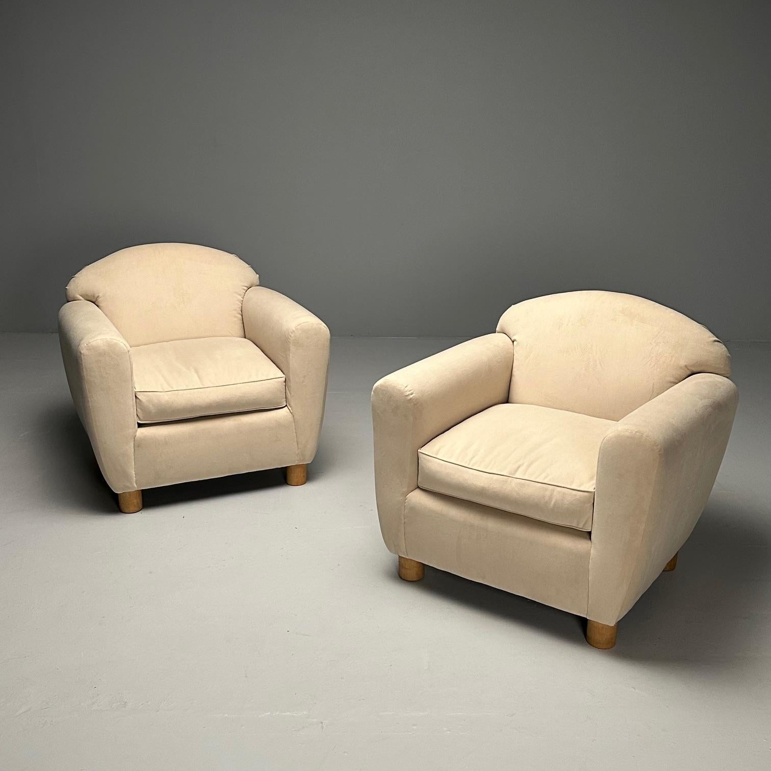 French Art Deco, Oversized Lounge Chairs, Tan Velvet, 2023

Pair of gorgeous oversized French deco style club chairs reminiscent of Jean Royere and Maison Gouffe's famous mid-century 1930's designs.

H35