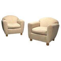 Estilo Art Decó Francés, Contemporáneo, Sillones de gran tamaño, Terciopelo tostado