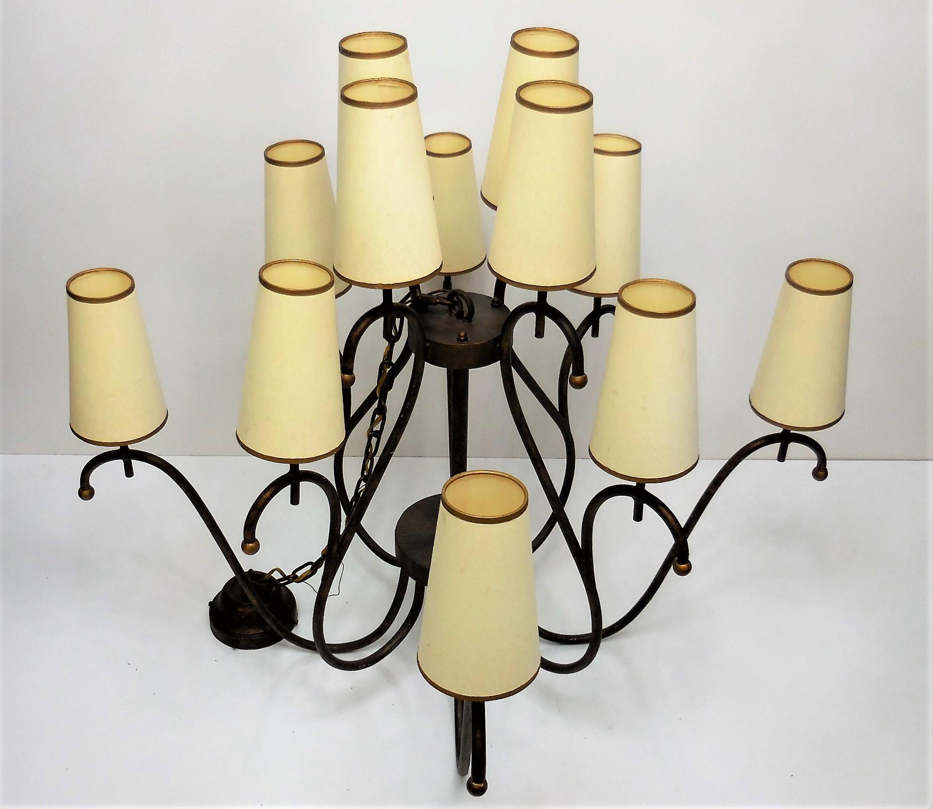 Large Chandelier with 12 Shades In Excellent Condition In Miami, FL