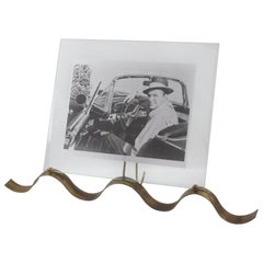 Jean Royere Style Large Wave Ondulation Gilt Metal Picture Photo Frame