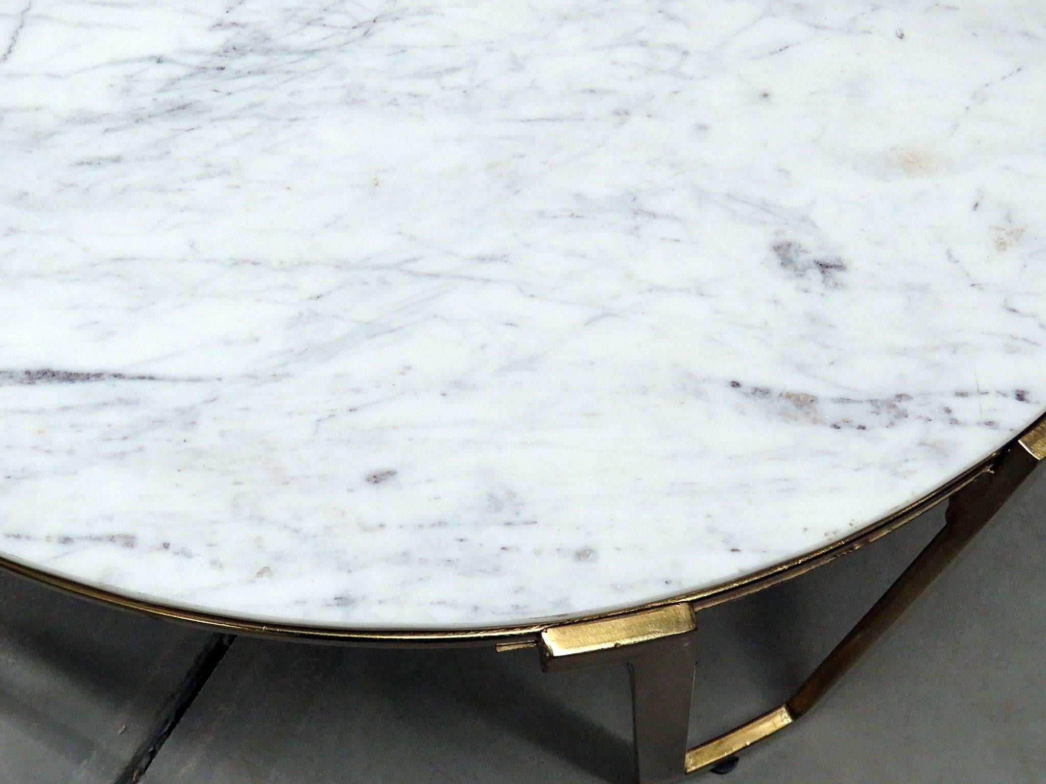 Mid-Century Modern Jean Royere Style Marble-Top Coffee Table