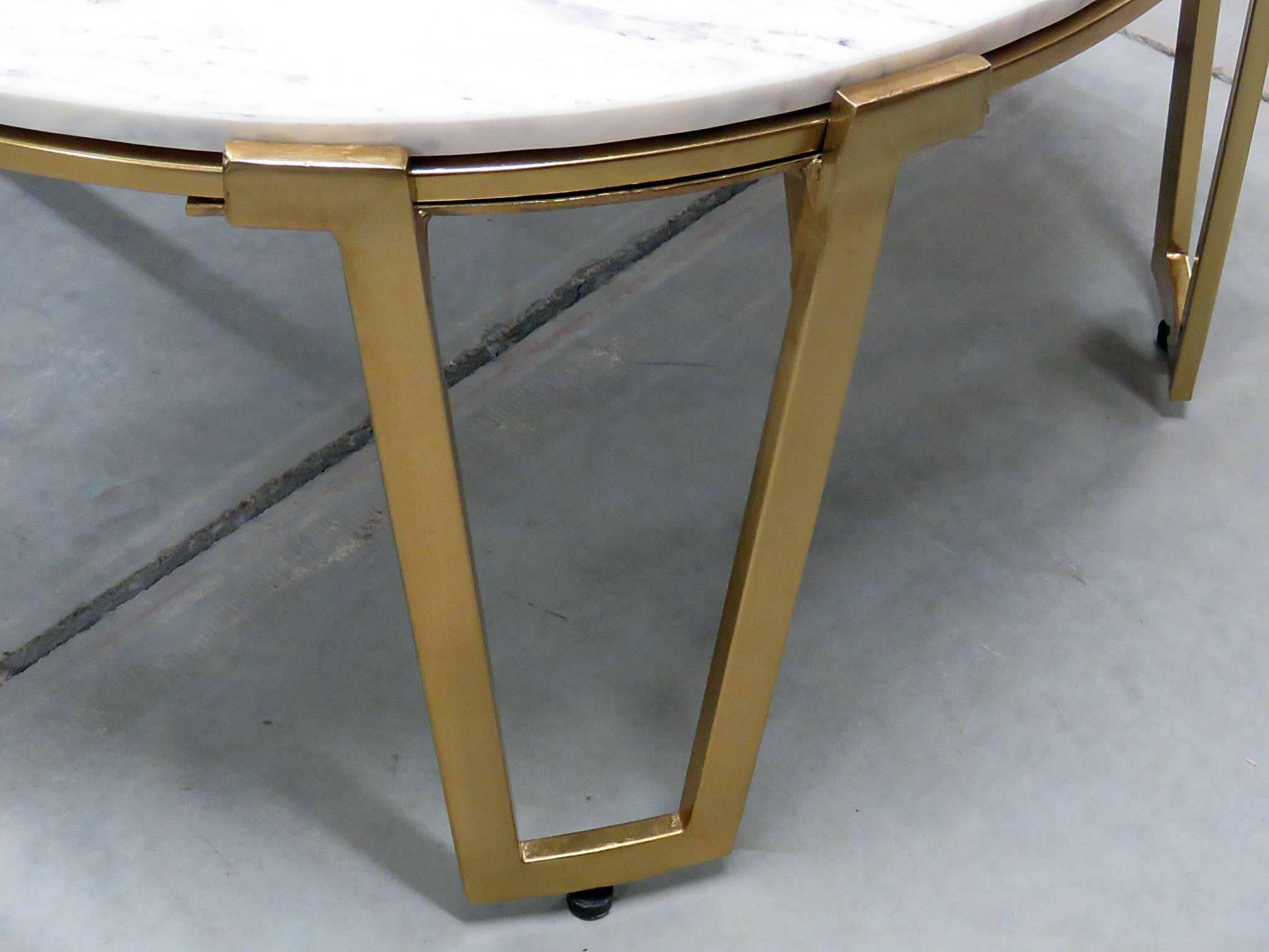Jean Royere Style Marble-Top Coffee Table In Good Condition In Swedesboro, NJ