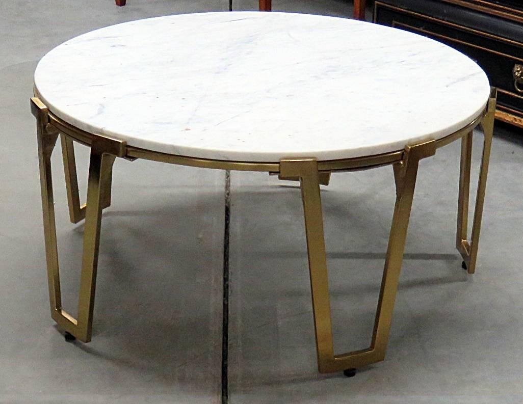 Metal Jean Royere Style Marble-Top Coffee Table