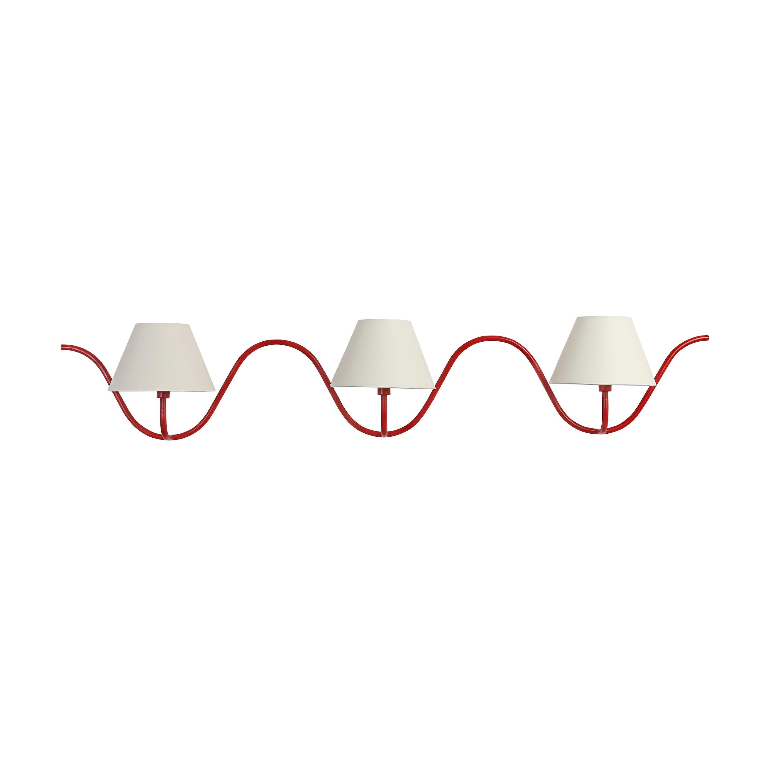 Jean Royère Style Ondulation I Wall Light in Red In New Condition In Glendale, CA