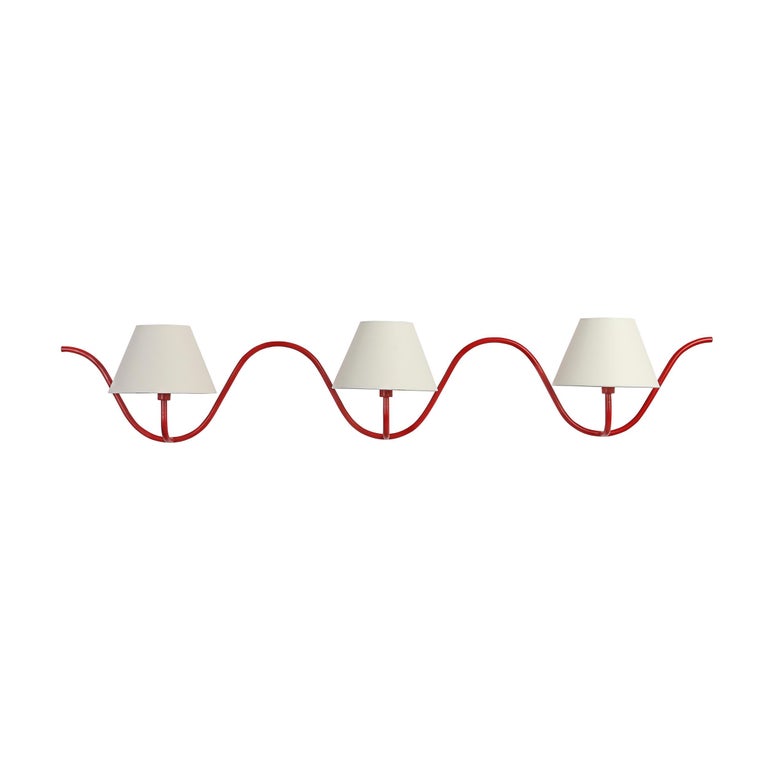 Jean Royère Style Ondulation I Wall Light in Red 1