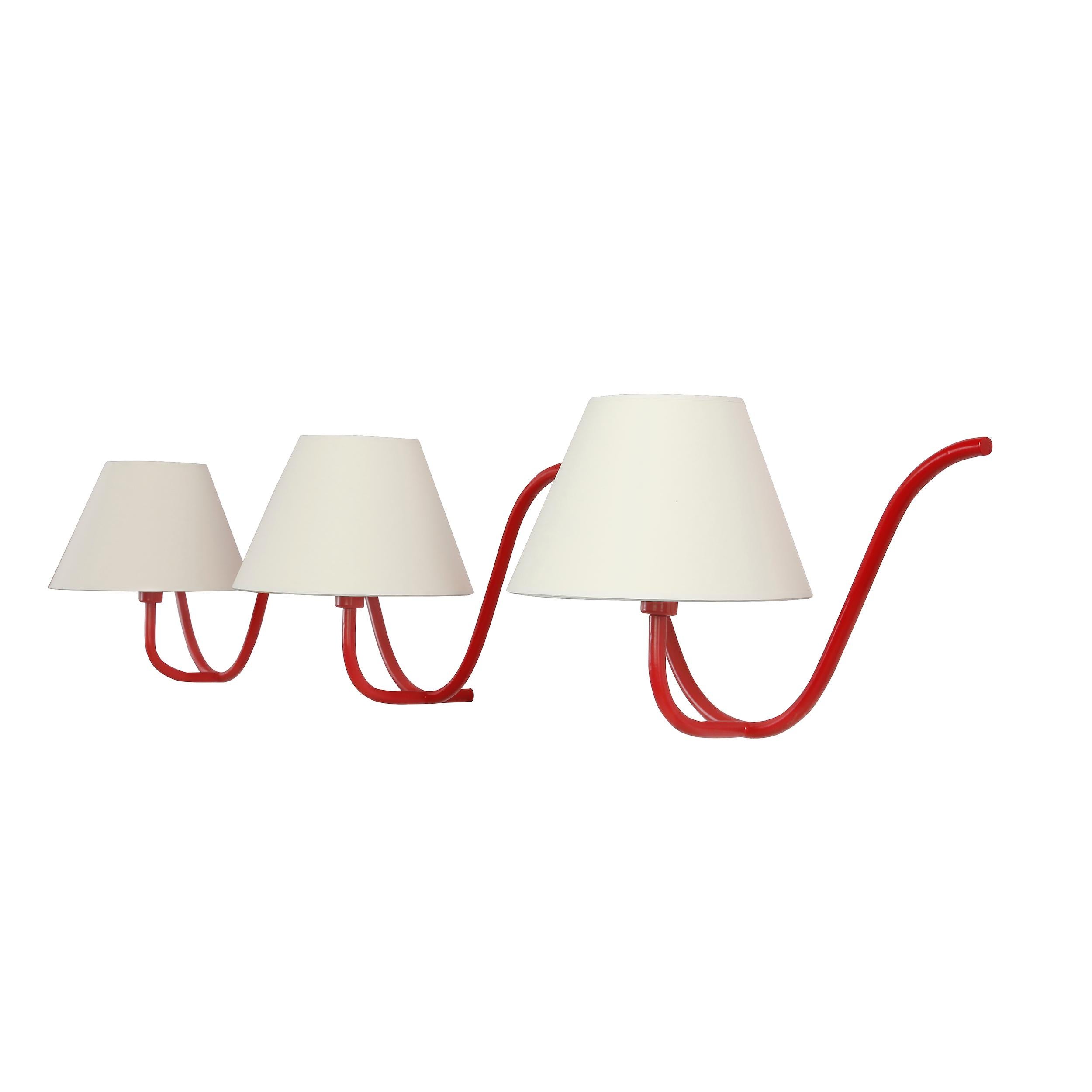 Contemporary Jean Royère Style Ondulation I Wall Light in Red
