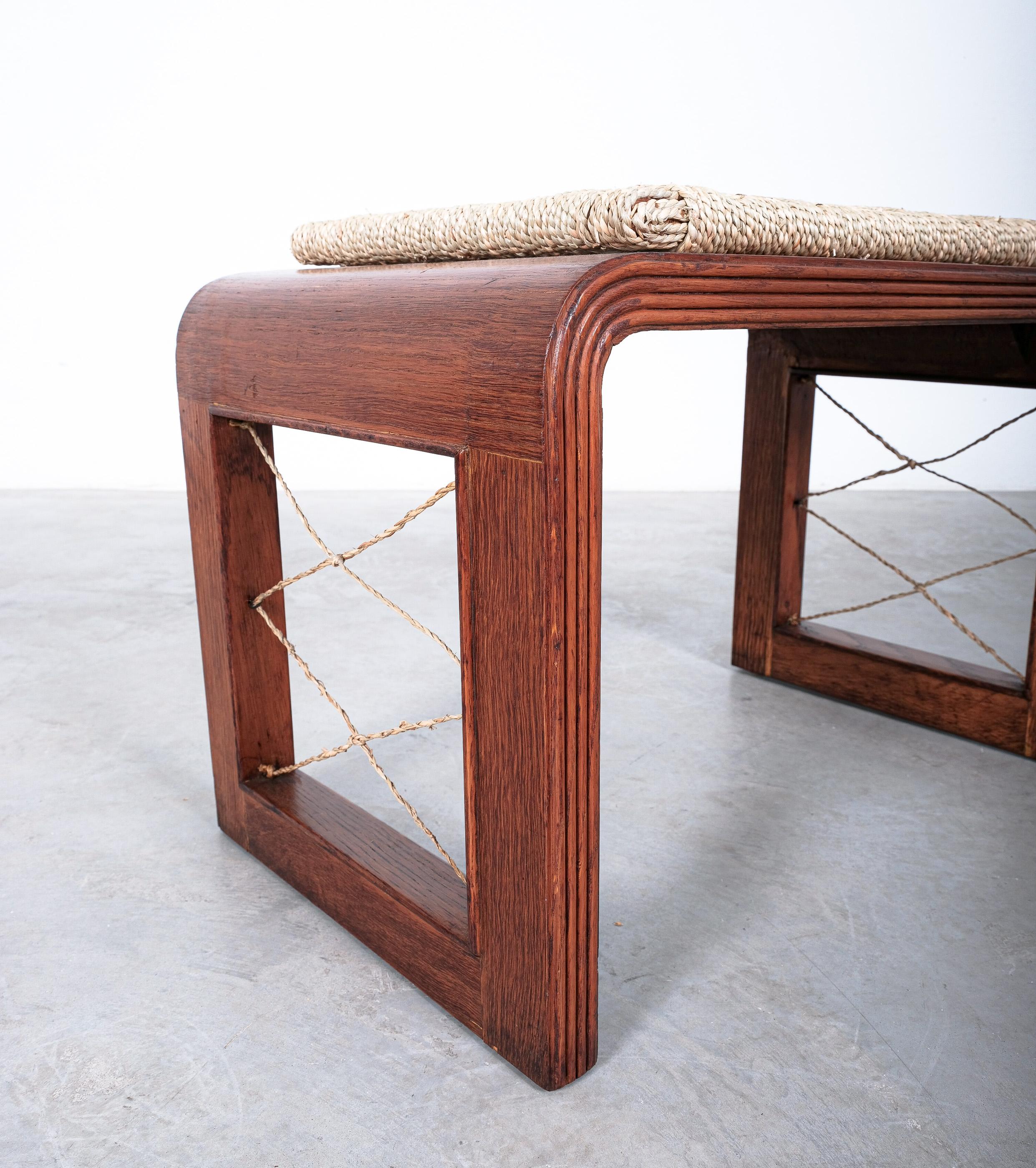  Stools Wood and Rope, France 1950 For Sale 5