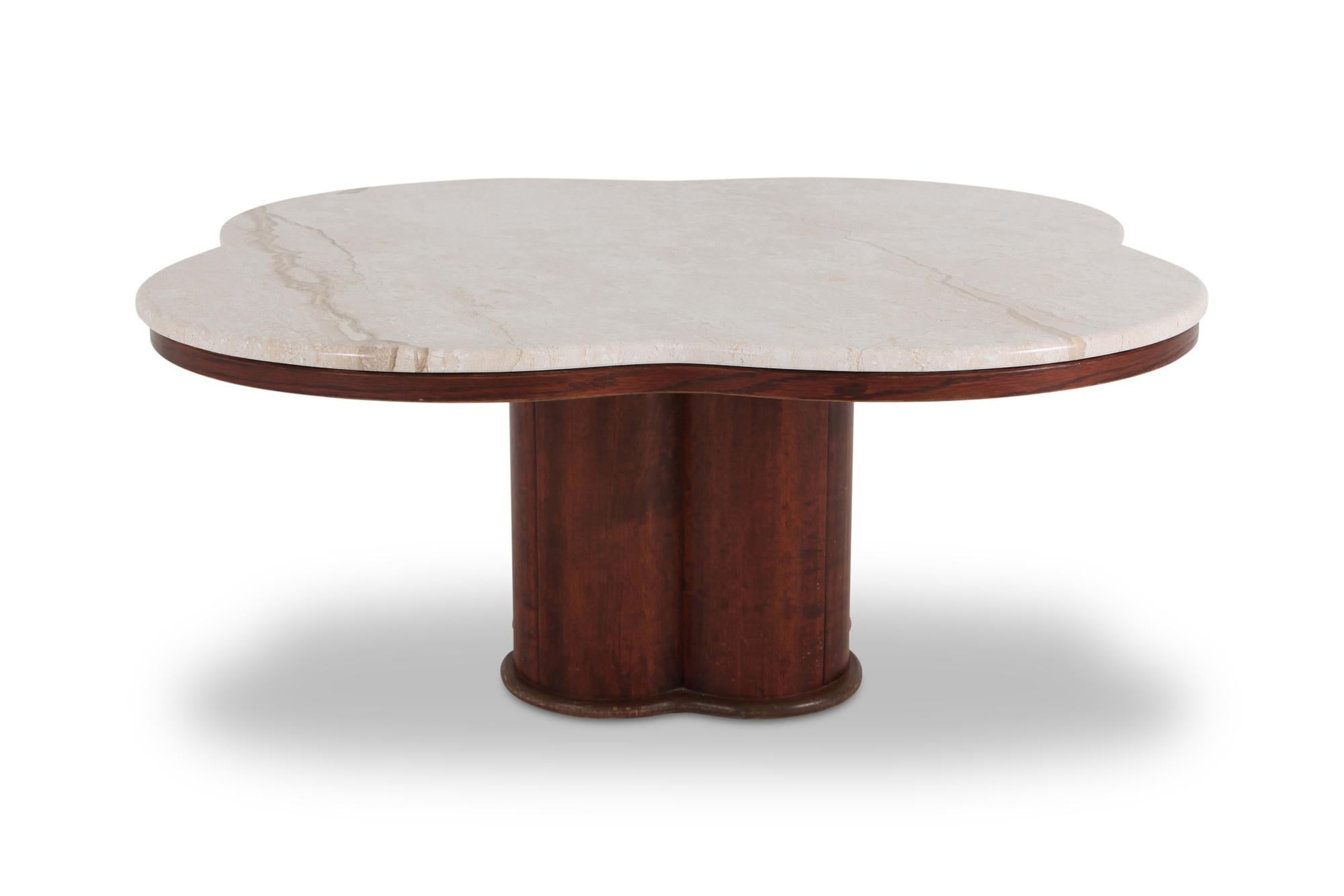Art Deco Jean Royère Style Travertine Coffee Table