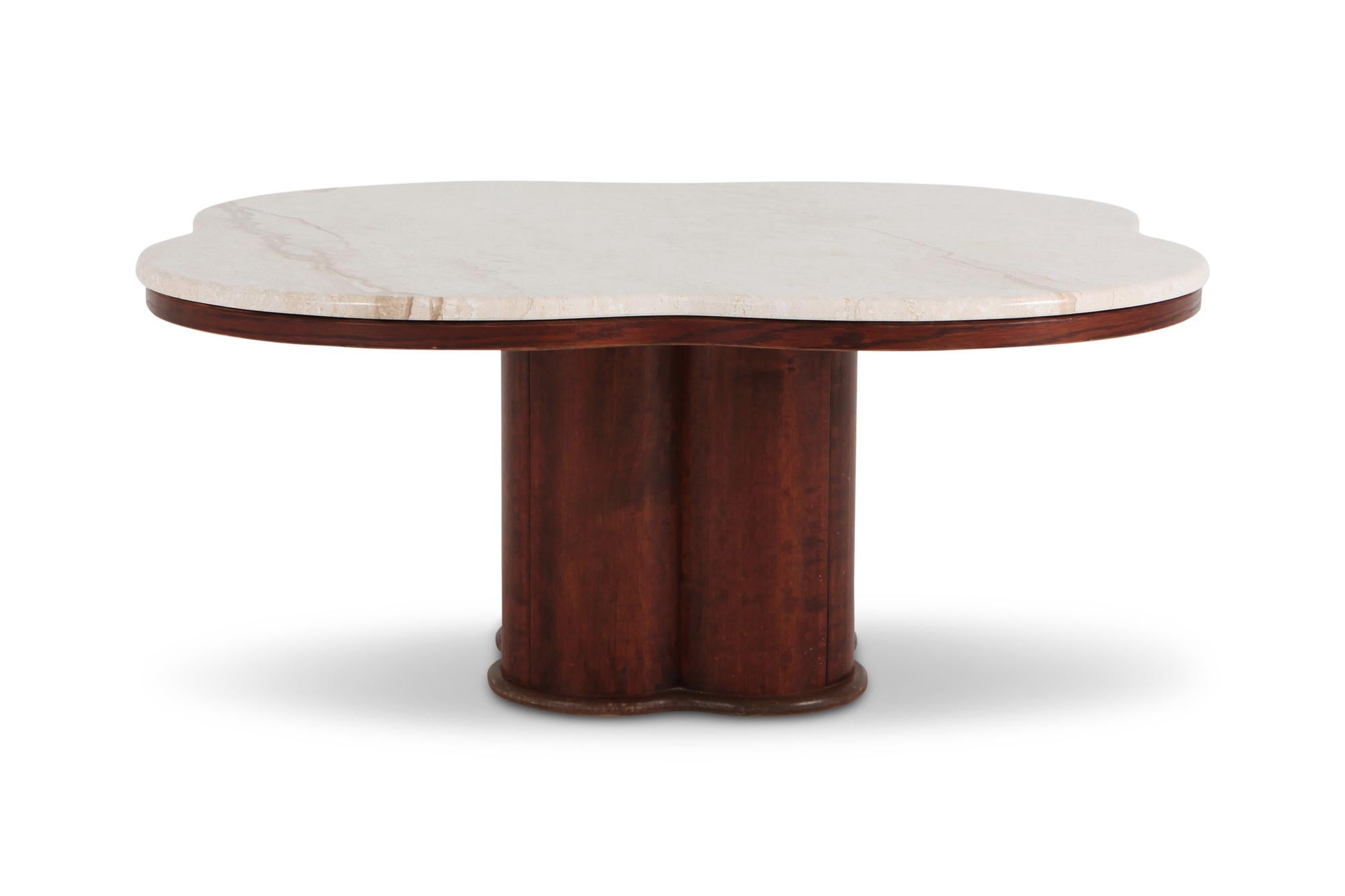 European Jean Royère Style Travertine Coffee Table