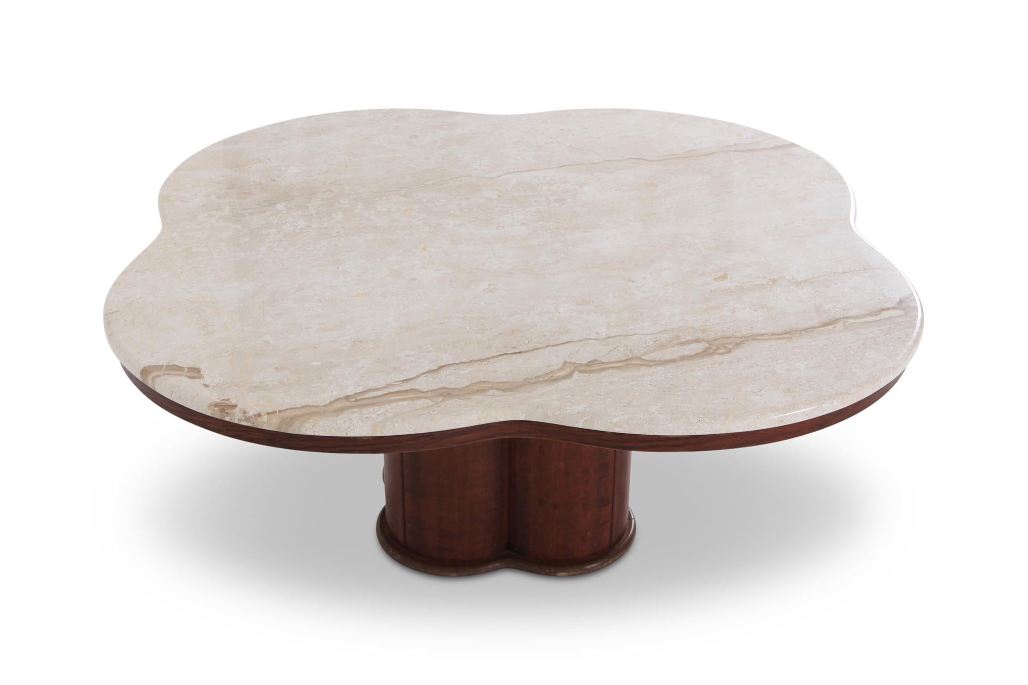 Jean Royère Style Travertine Coffee Table In Good Condition In Antwerp, BE