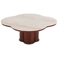 Jean Royère Style Travertine Coffee Table