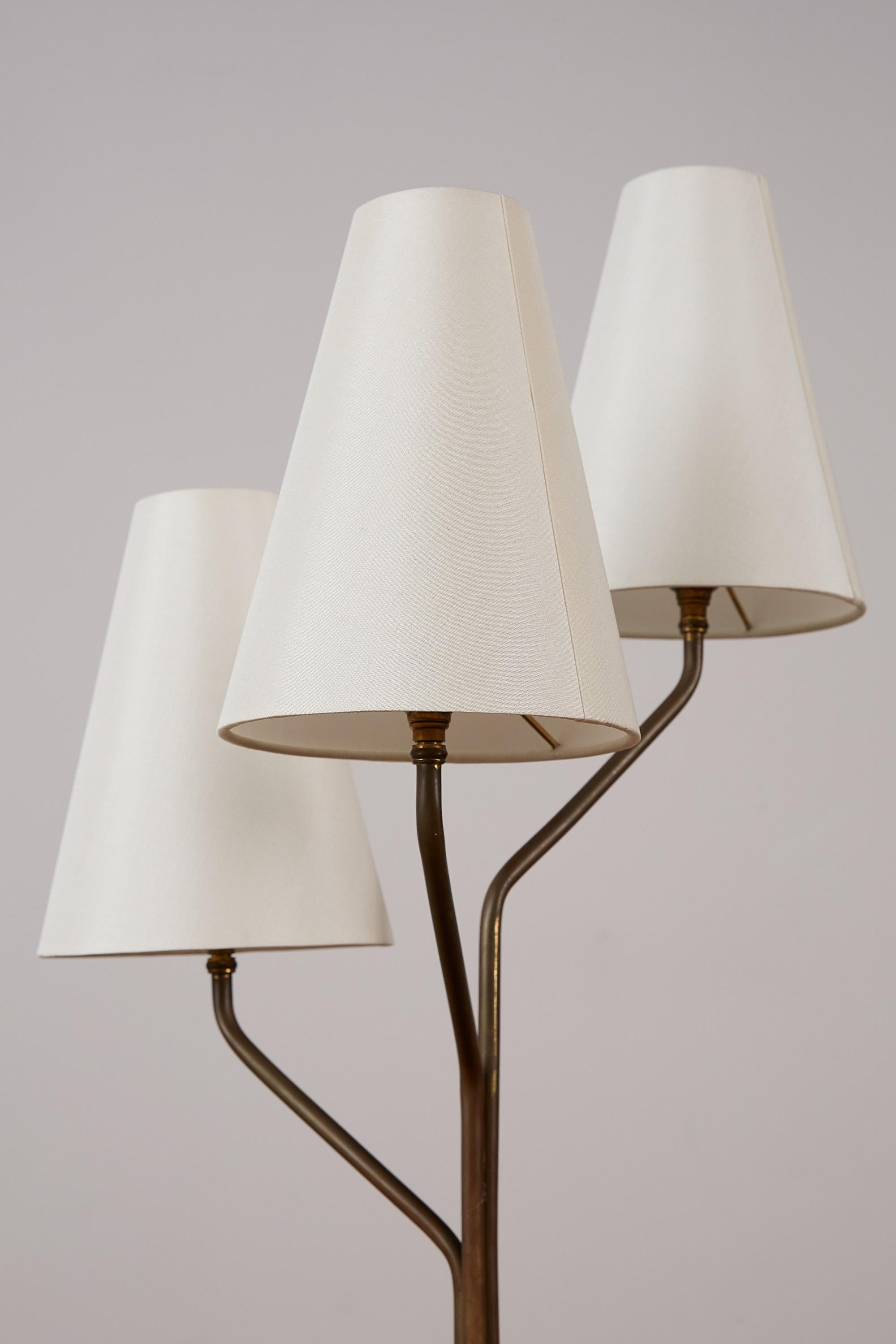 Silk Jean Royère Style Tri-Shade Table Lamp