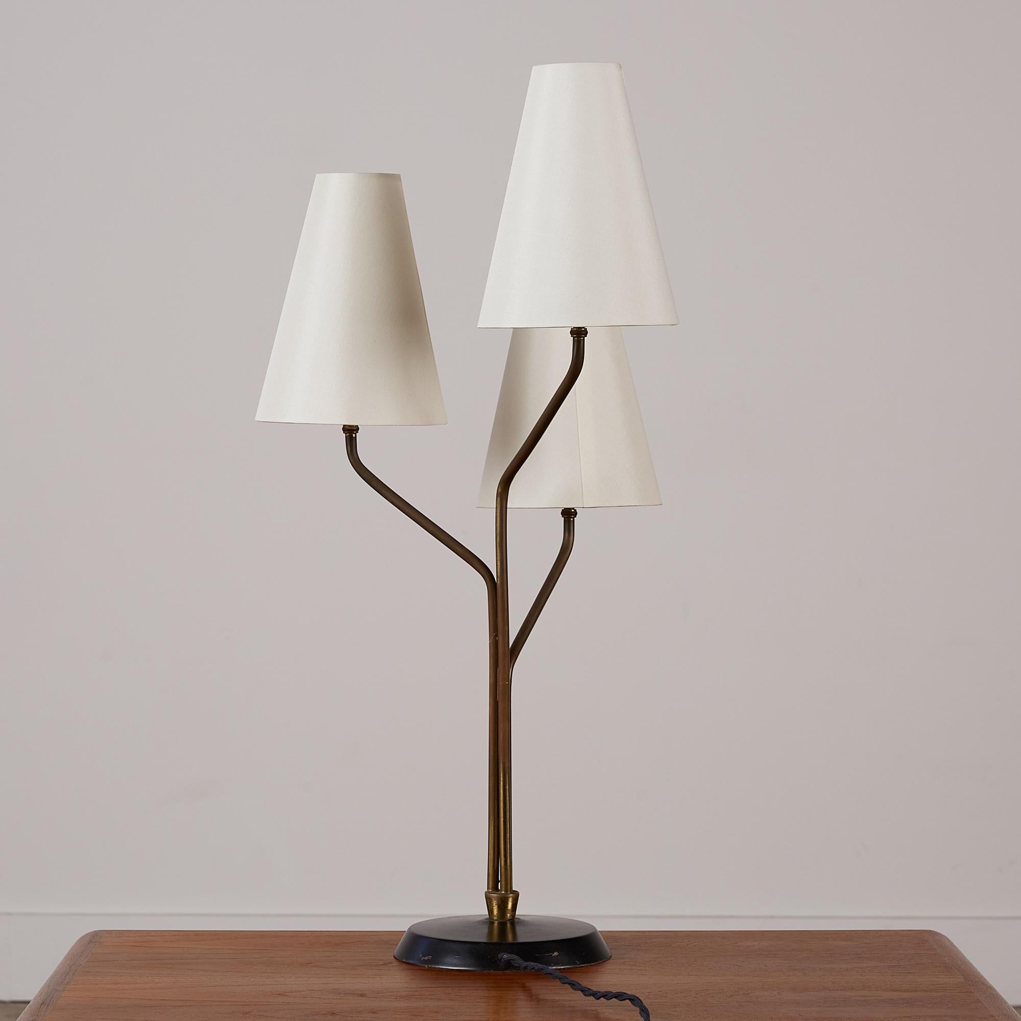 Jean Royère Style Tri-Shade Table Lamp In Good Condition In Los Angeles, CA