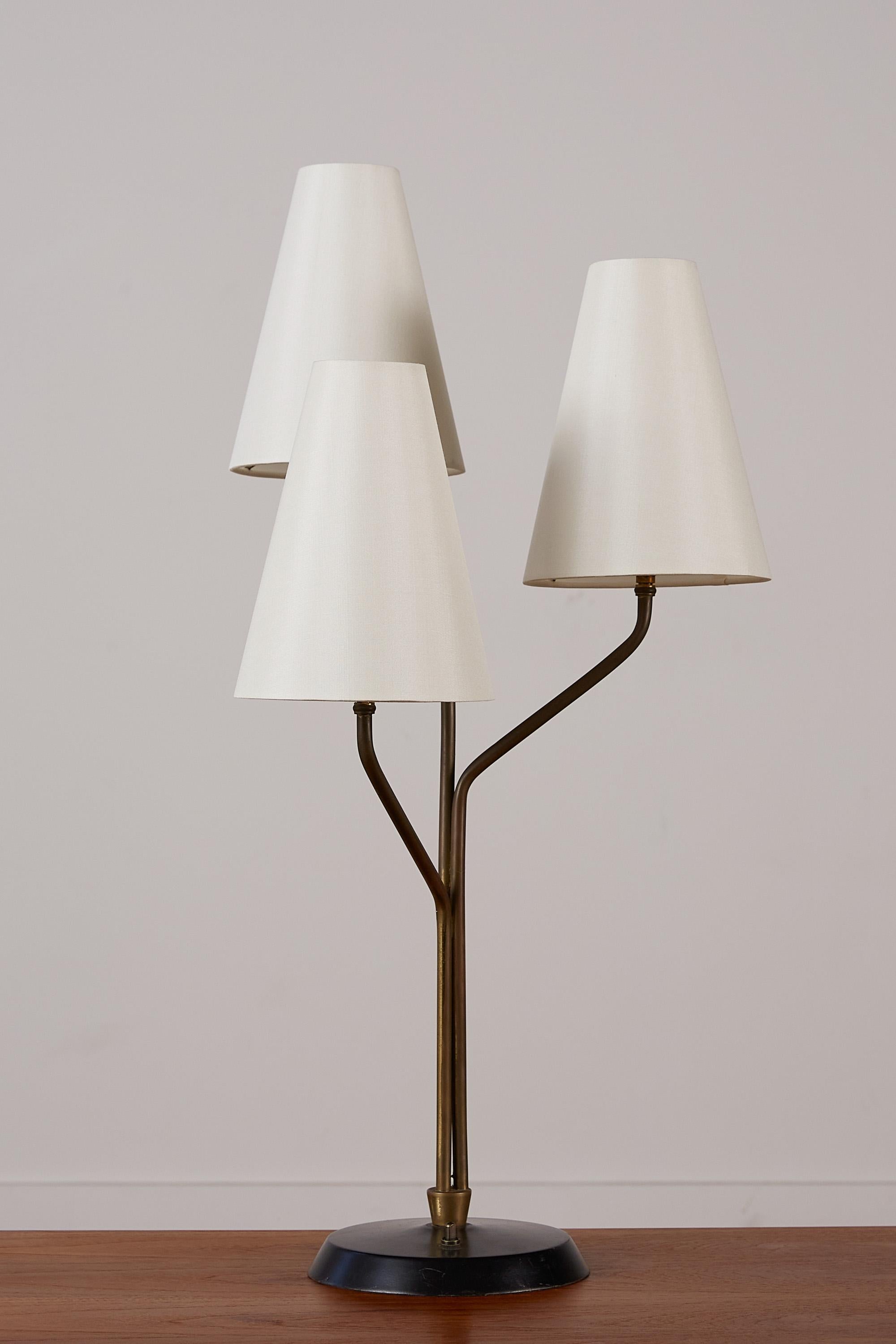 20th Century Jean Royère Style Tri-Shade Table Lamp
