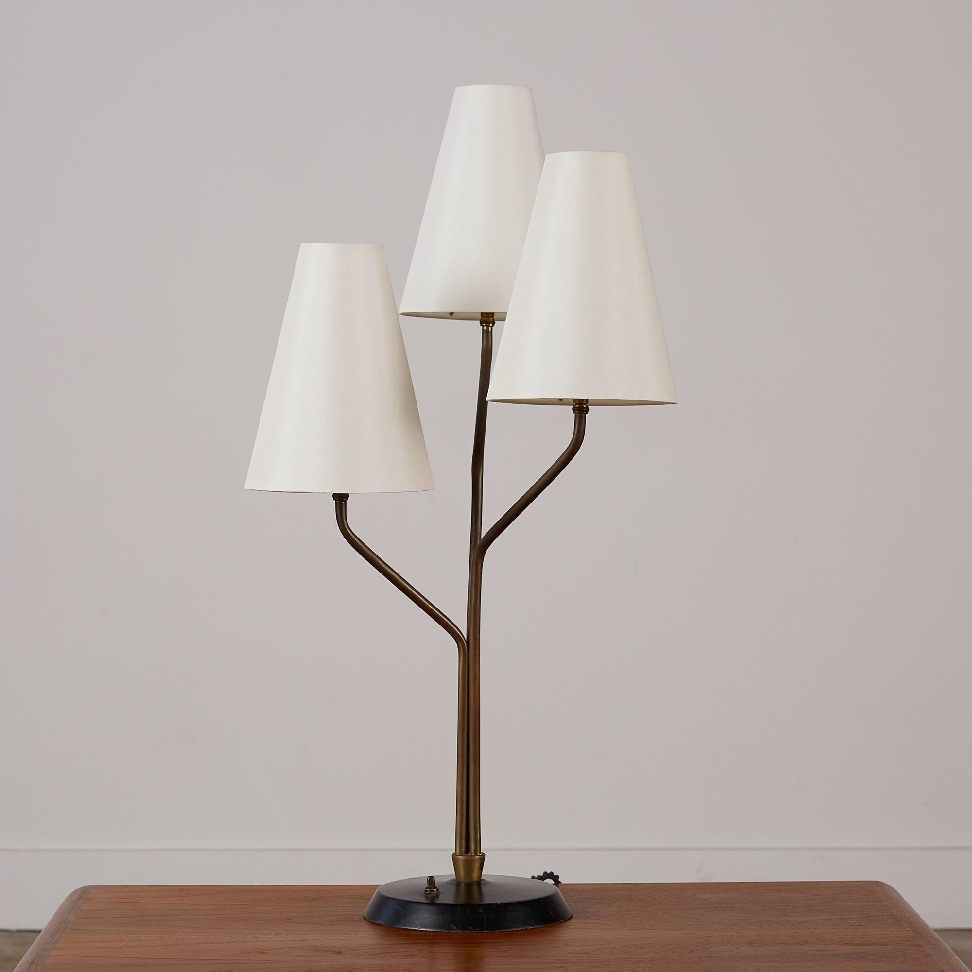 French Jean Royère Style Tri-Shade Table Lamp