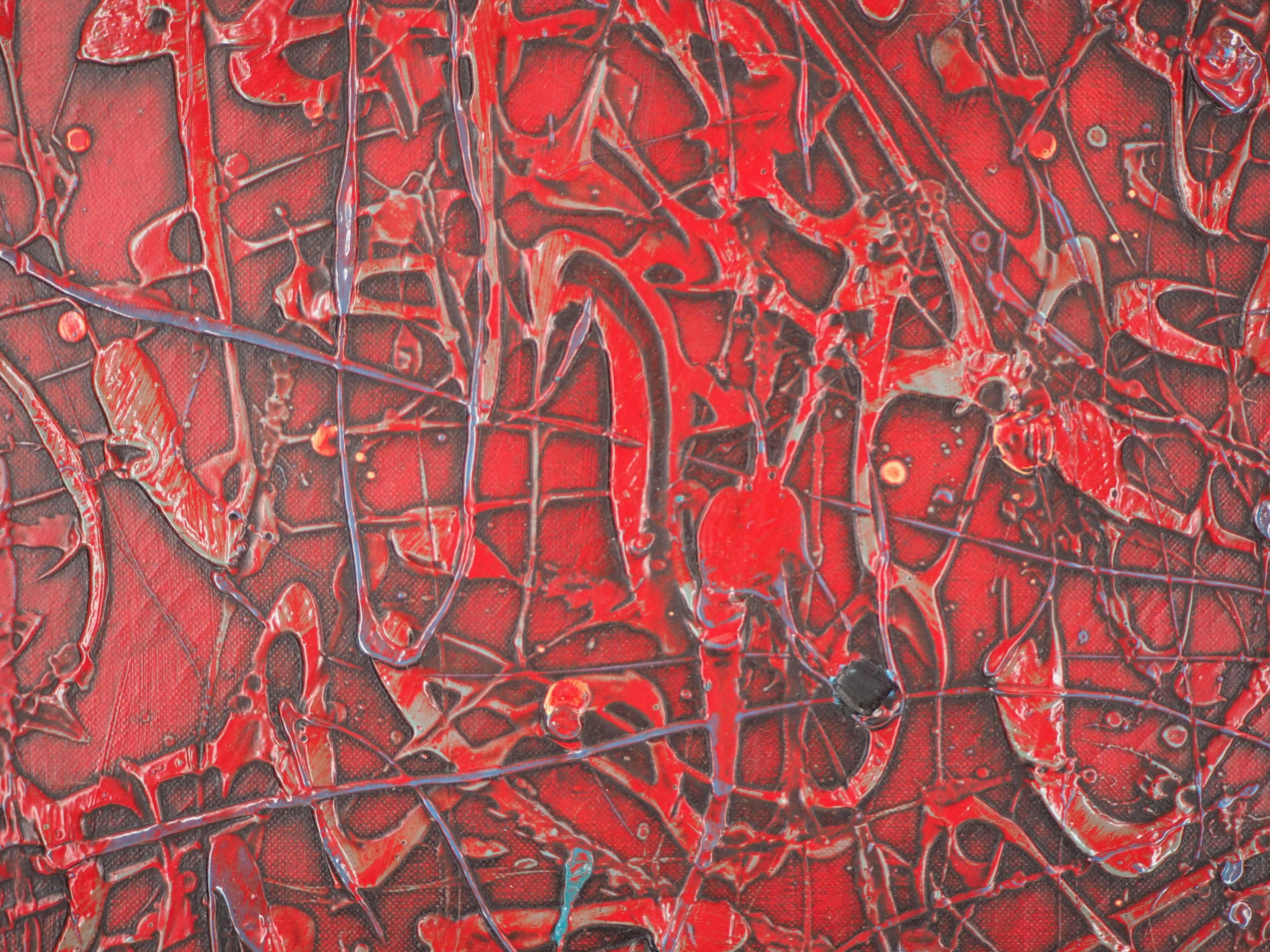 Abstraction in Red - Original oil on canvas - Signed For Sale 2