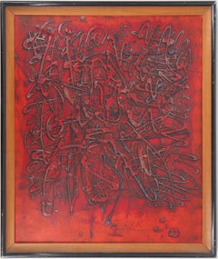 Abstraction in Red - Original oil on canvas - Signed