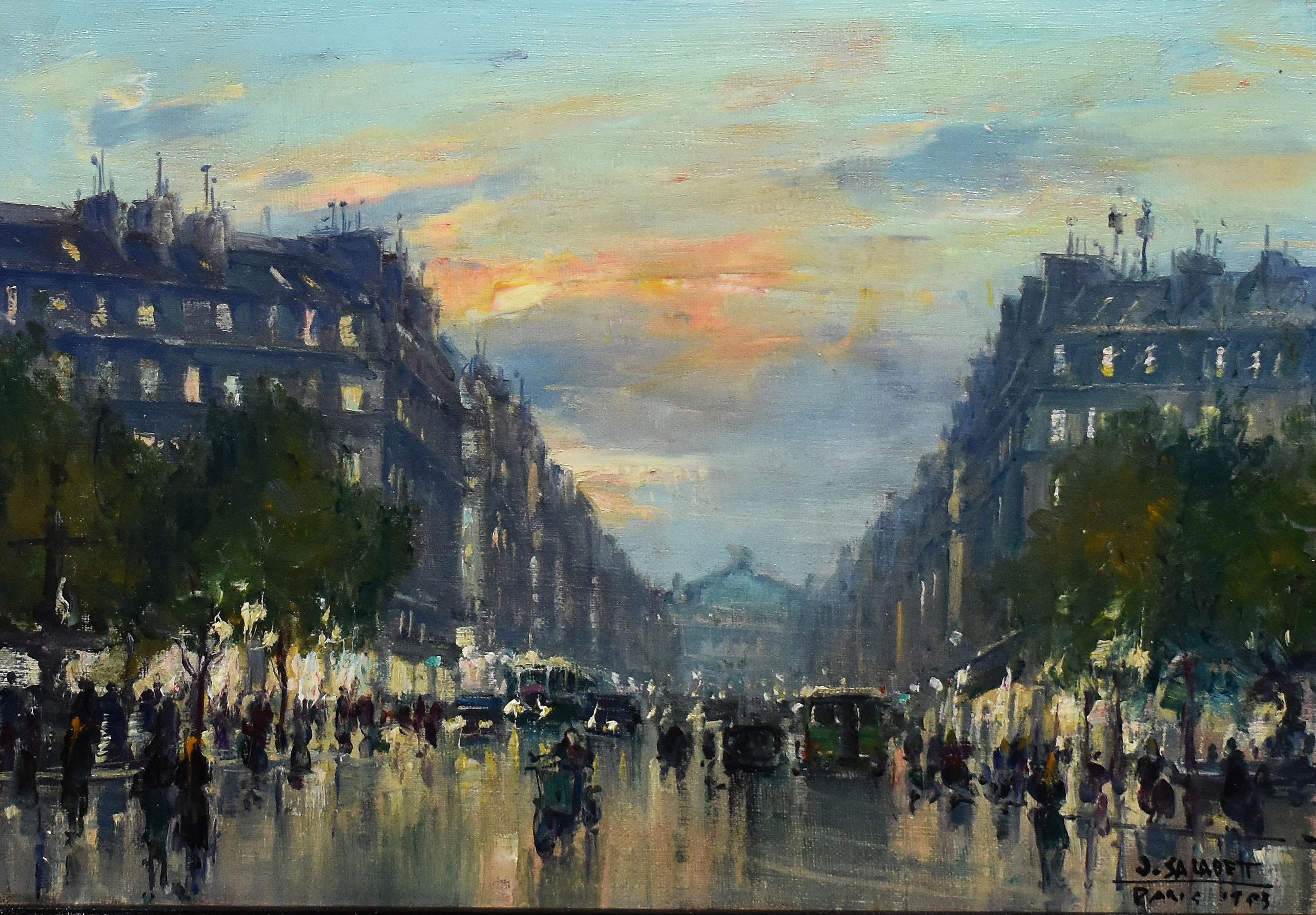 Antique French Impressionist Paris Cityscape Original Jean Salabet Oil Painting 1