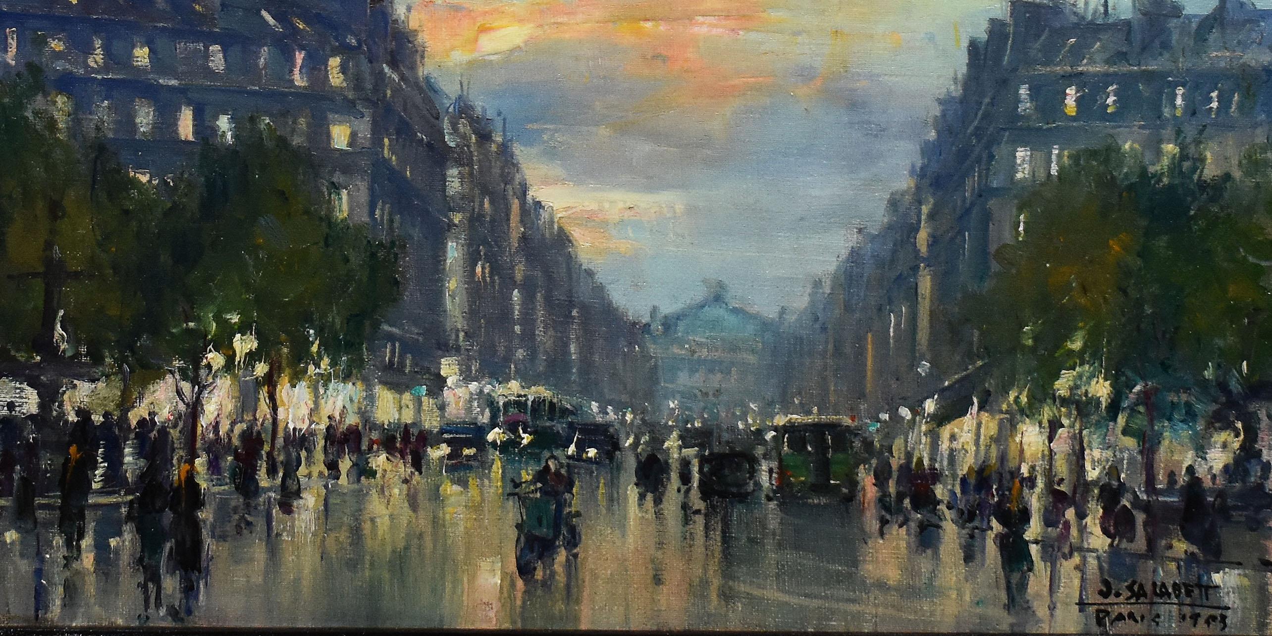 Antique French Impressionist Paris Cityscape Original Jean Salabet Oil Painting 2
