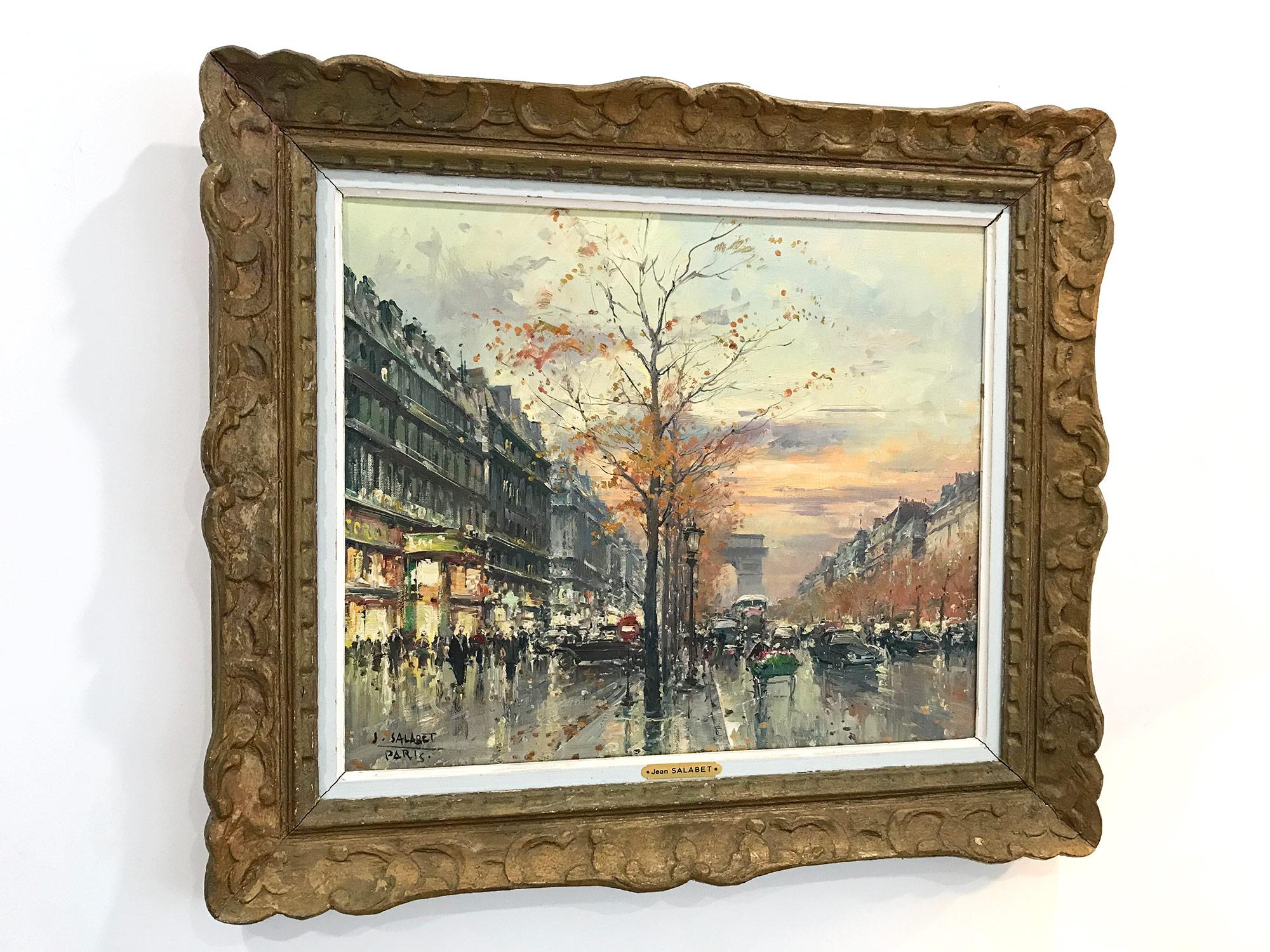 Avenue des Champs-Élysées - Brown Figurative Painting by Jean Salabet