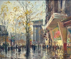 "Boulevard de la Madeleine, Paris" Peinture à l'huile sur toile impressionniste