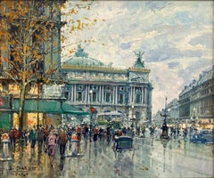 "Café de la Paix, Opéra" Postimpressionistische Pariser Straßenszene Ölgemälde