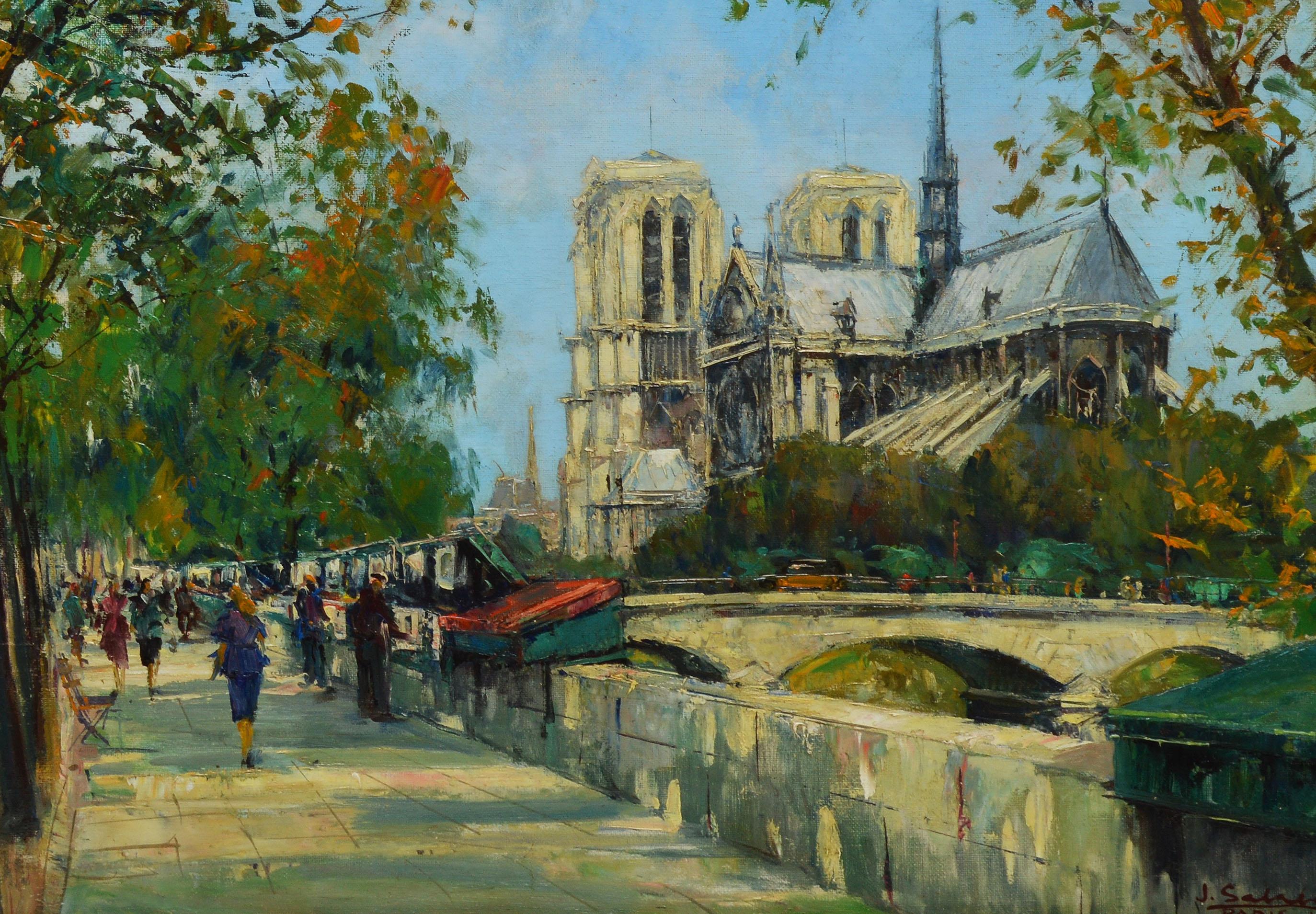 Early 1900's Antique French Impressionist View of Notre Dame Paris, Jean Salabet 3