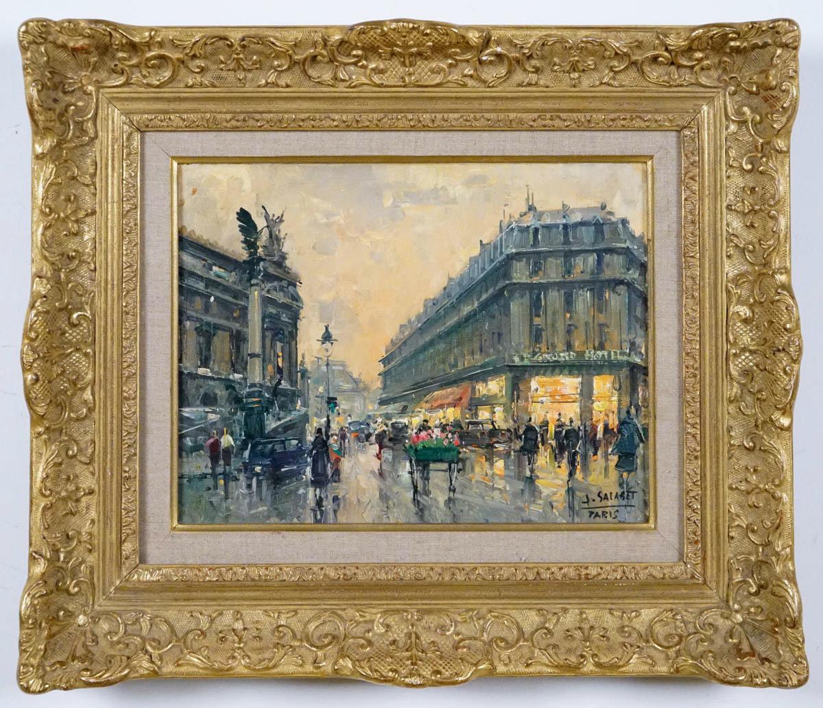 Landscape Painting Jean Salabet - Le Grand Hôtel, Paris, 1954