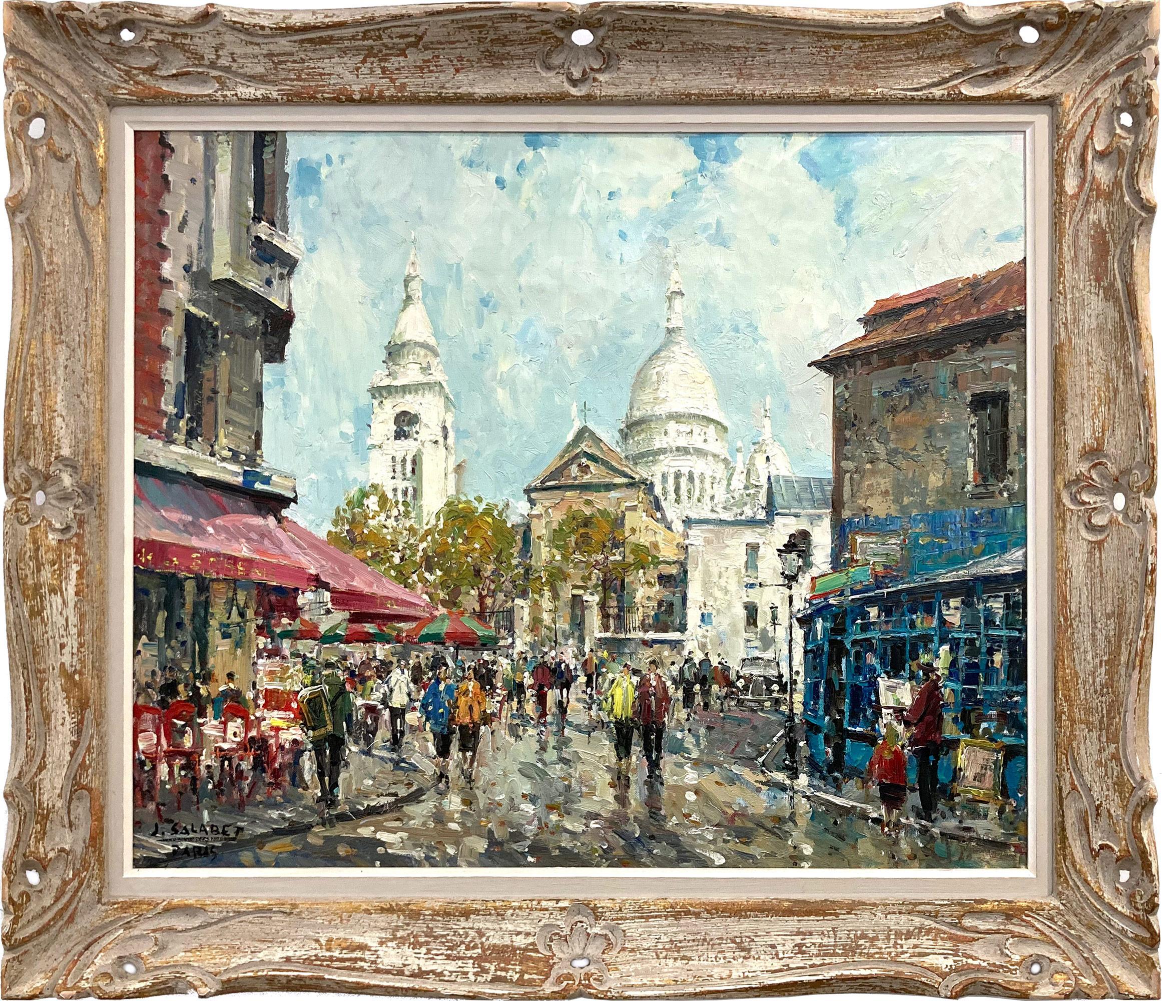 "Montmartre" Impressionistische Pariser Szene Ölgemälde auf Leinwand w Figuren
Cafés