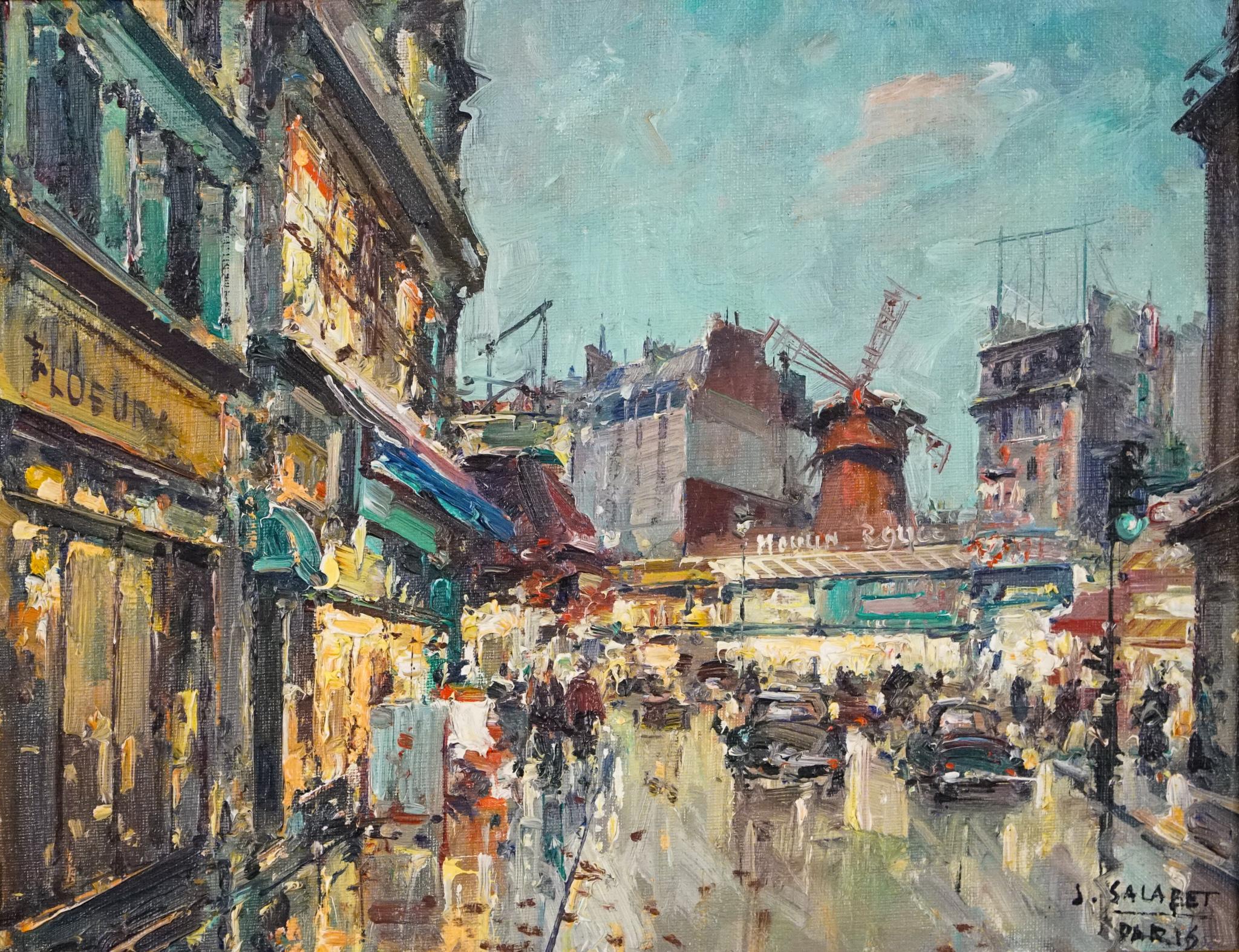 Moulin Rouge, Paris - Painting by Jean Salabet