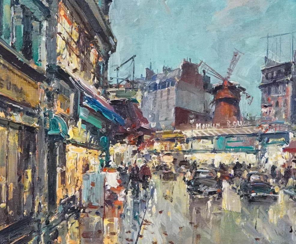 Moulin Rouge, Paris (Braun), Landscape Painting, von Jean Salabet