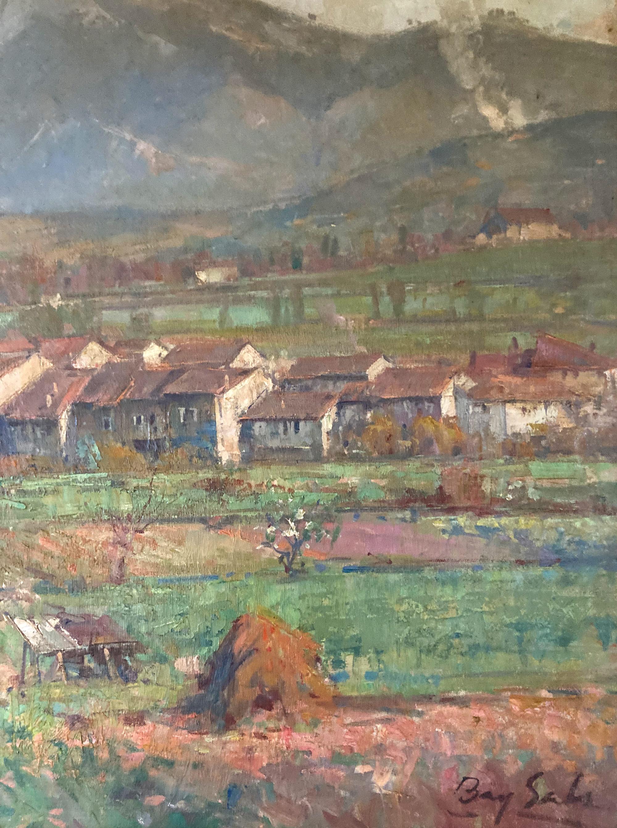 Une belle huile sur toile de l'artiste français Jean Salabet. Salabet était un peintre parisien connu pour ses paysages urbains colorés décrivant l'époque de sa génération. Mais il a également pris le nom de Juan Bayón Salado lorsqu'il a travaillé