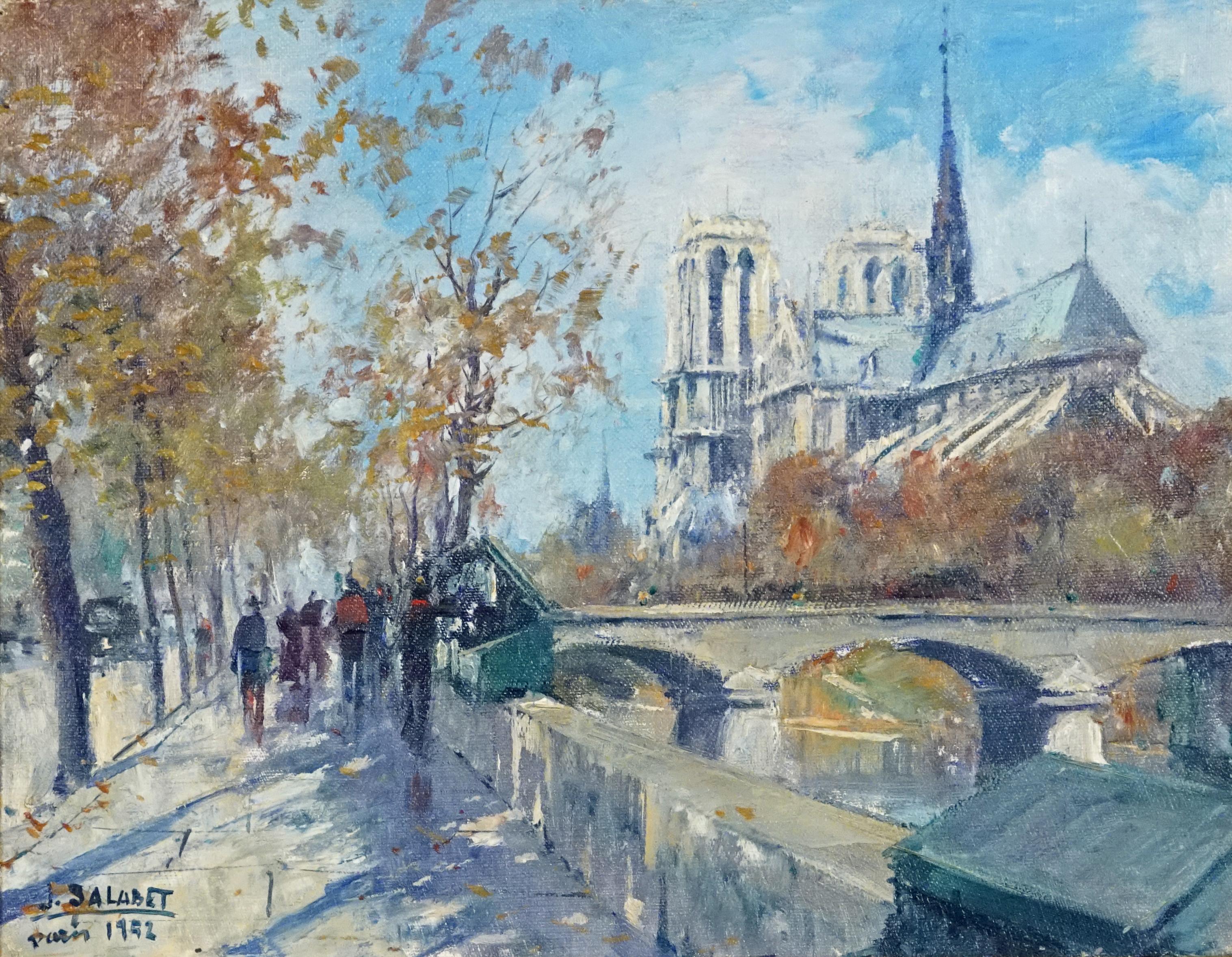 Jean Salabet Landscape Painting – Notre Dame