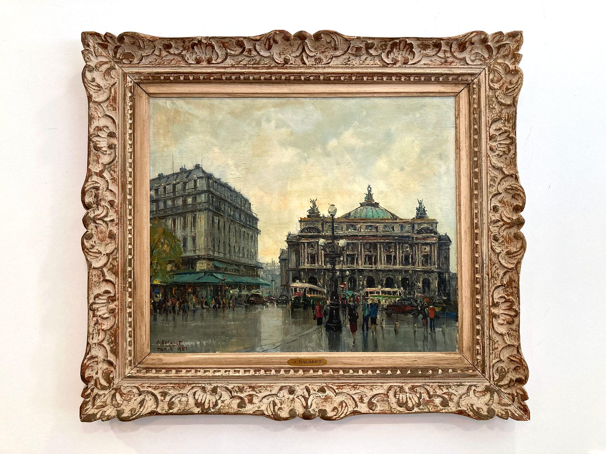 Peinture à l'huile sur toile « Palais Garnier » - Scène de rue parisienne post-impressionniste en vente 14