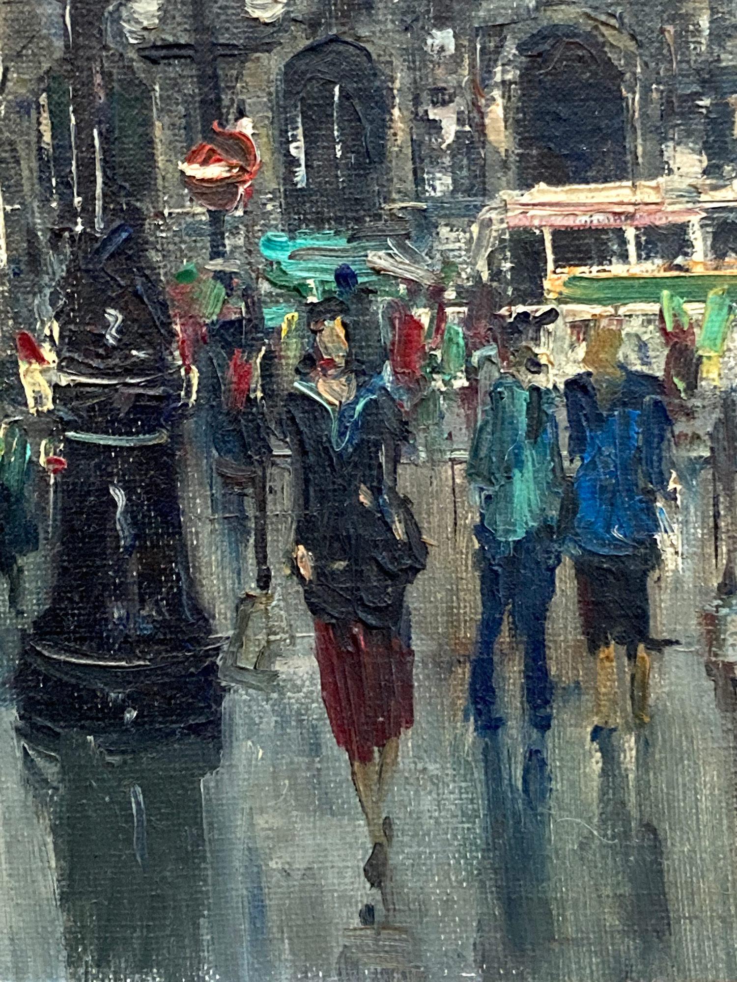 Une belle huile sur toile de l'artiste français Jean Salabet. Salabet était un peintre parisien connu pour ses paysages urbains colorés décrivant l'époque de sa génération. Son œuvre est comparable à celles de Jules Herve, Antoine Blanchard et