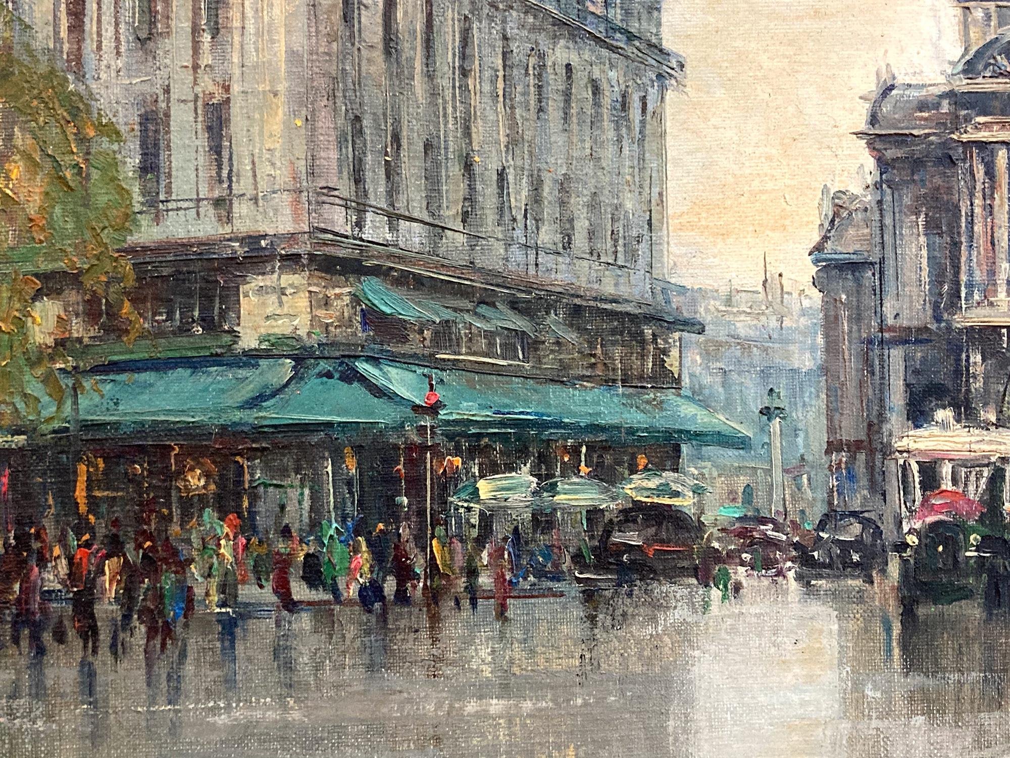 Peinture à l'huile sur toile « Palais Garnier » - Scène de rue parisienne post-impressionniste en vente 2