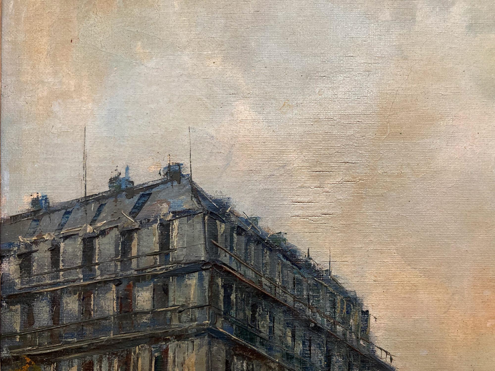 Peinture à l'huile sur toile « Palais Garnier » - Scène de rue parisienne post-impressionniste en vente 4